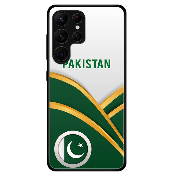Samsung Galaxy S22 Ultra - Pakistani Flag Series - Premium Printed Glass soft Bumper shock Proof Case