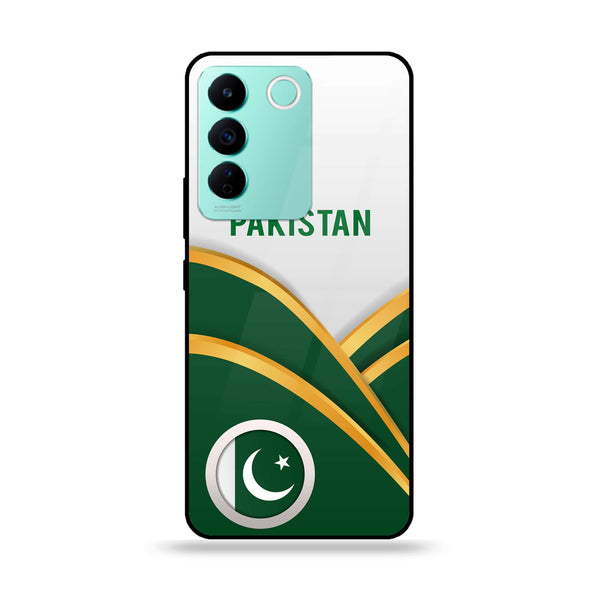 Vivo V27E - Pakistani Flag Series - Premium Printed Glass soft Bumper shock Proof Case