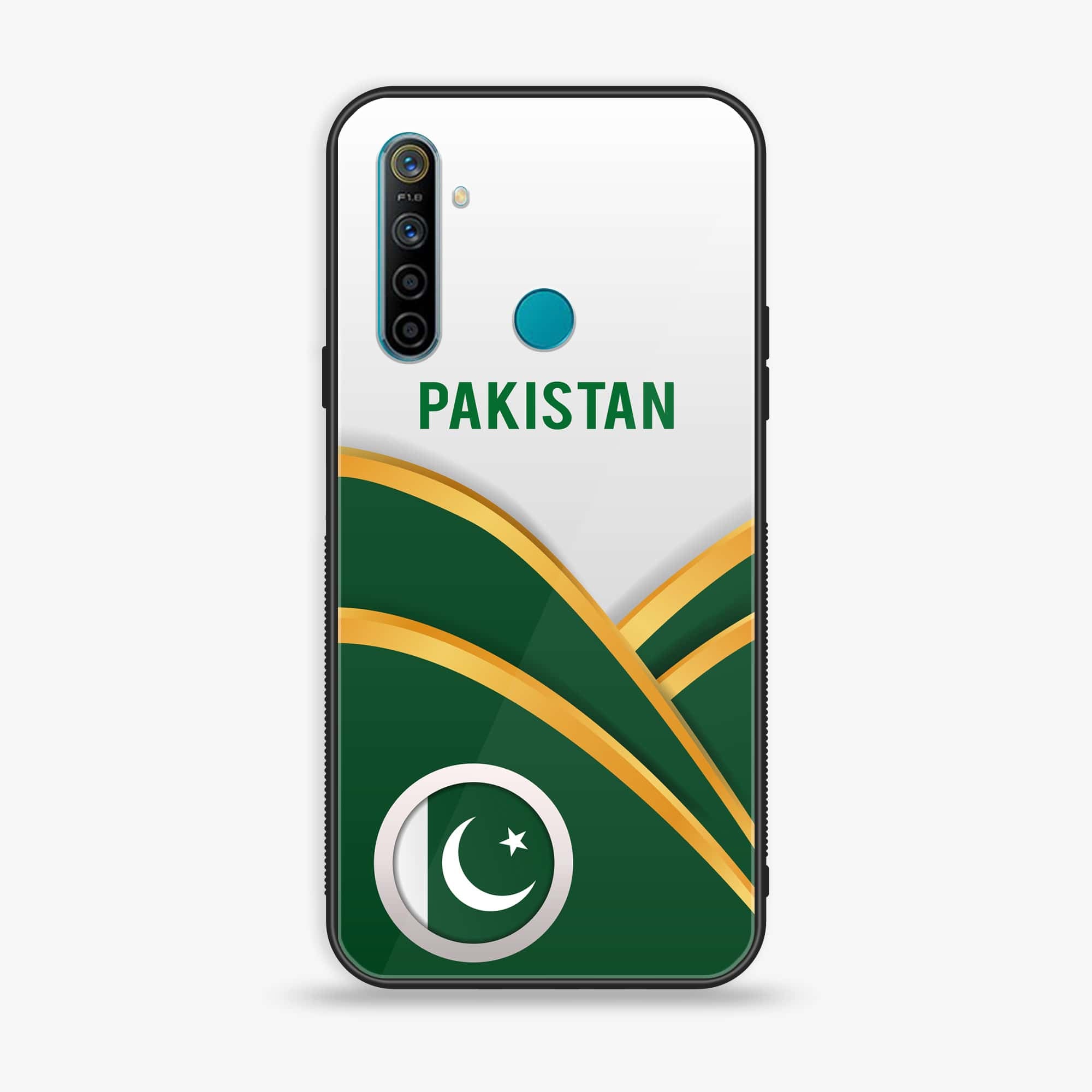 Realme 5 pro Pakistani Flag Series Premium Printed Glass soft Bumper shock Proof Case