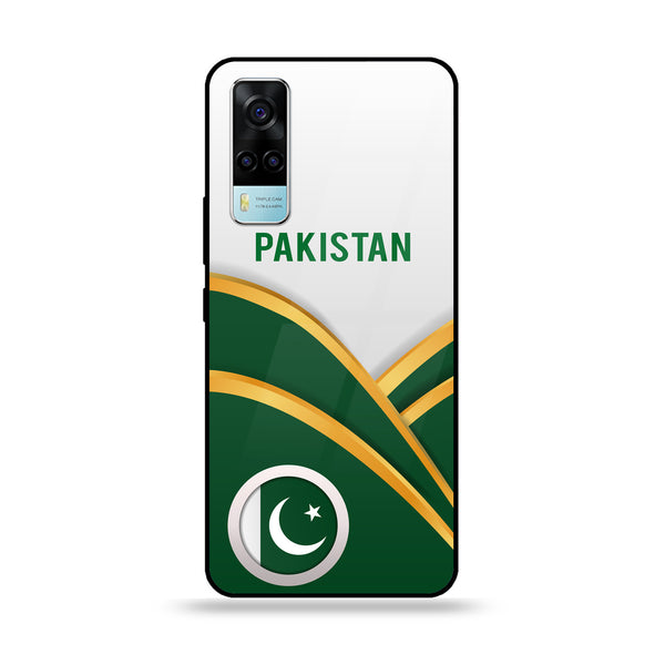 Vivo Y53s 4G Pakistani Flag Series Premium Printed Glass soft Bumper shock Proof Case