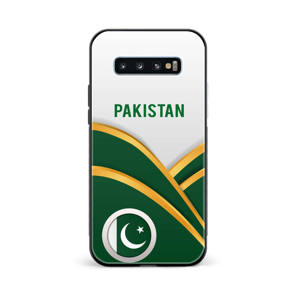 Galaxy S10 Plus - Pakistani Flag Series - Premium Printed Glass soft Bumper shock Proof Case