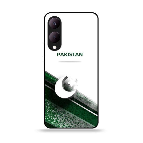 Vivo Y17S - Pakistani Flag Design 10- Premium Printed Glass soft Bumper shock Proof Case CS-47536