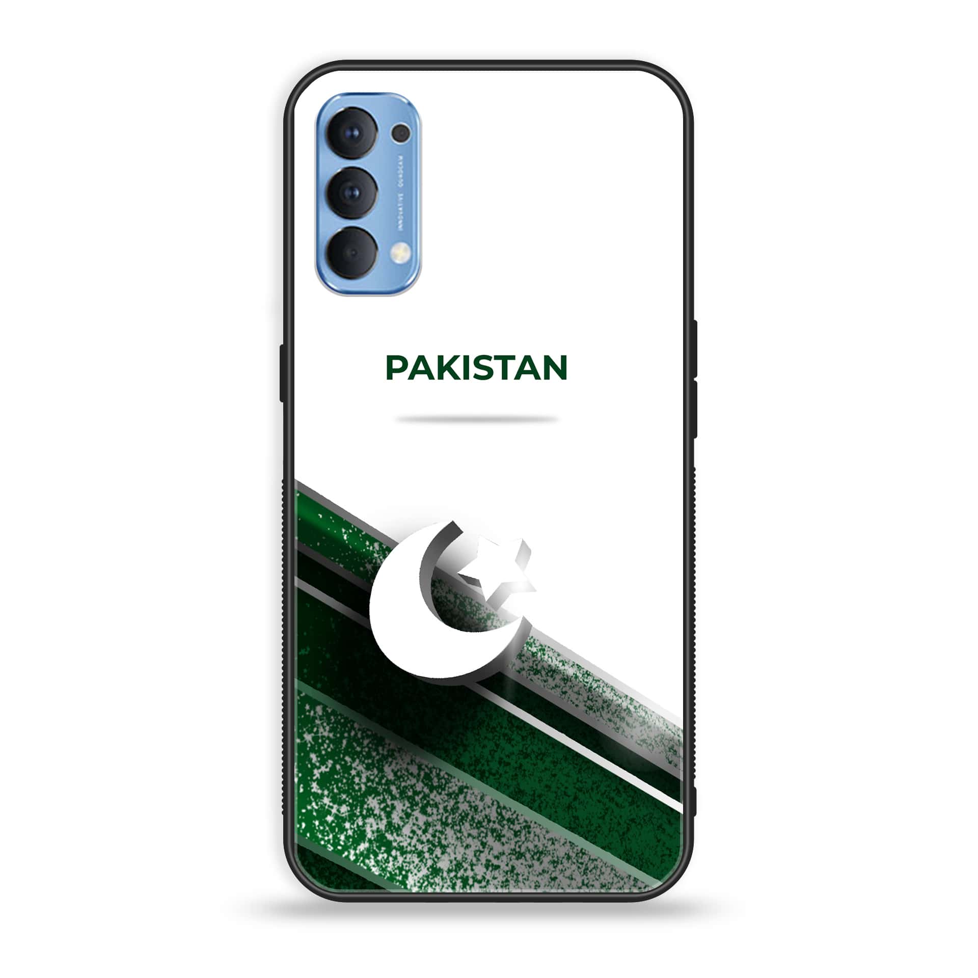 Oppo Reno 4 4G - Pakistani Flag Series - Premium Printed Glass soft Bumper shock Proof Case