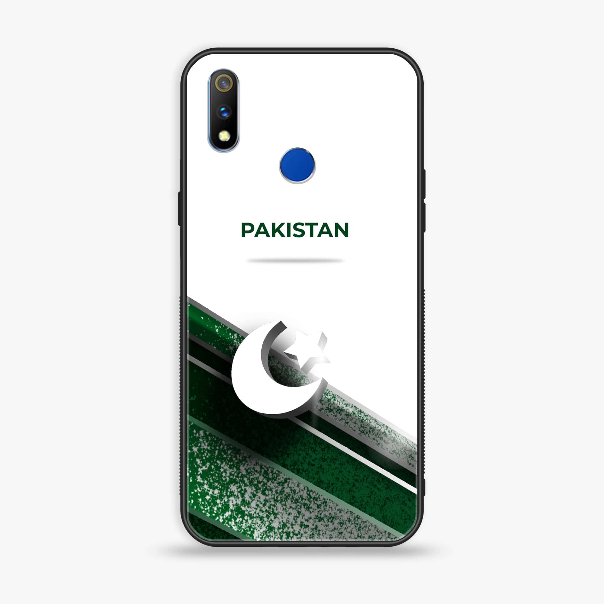 Realme 3 Pro Pakistani Flag Series Premium Printed Glass soft Bumper shock Proof Case