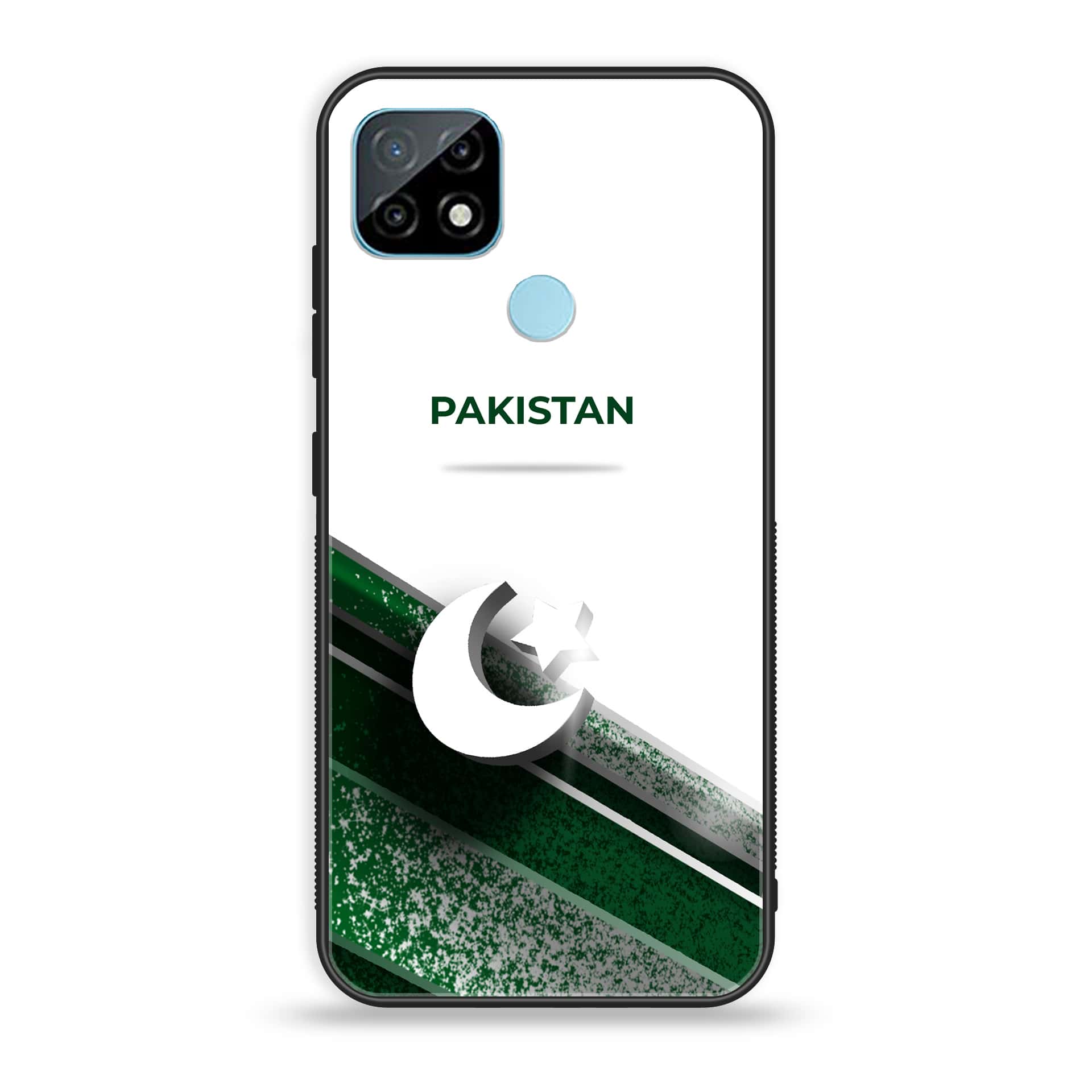 Realme C21 Pakistani Flag Series Premium Printed Glass soft Bumper shock Proof Case