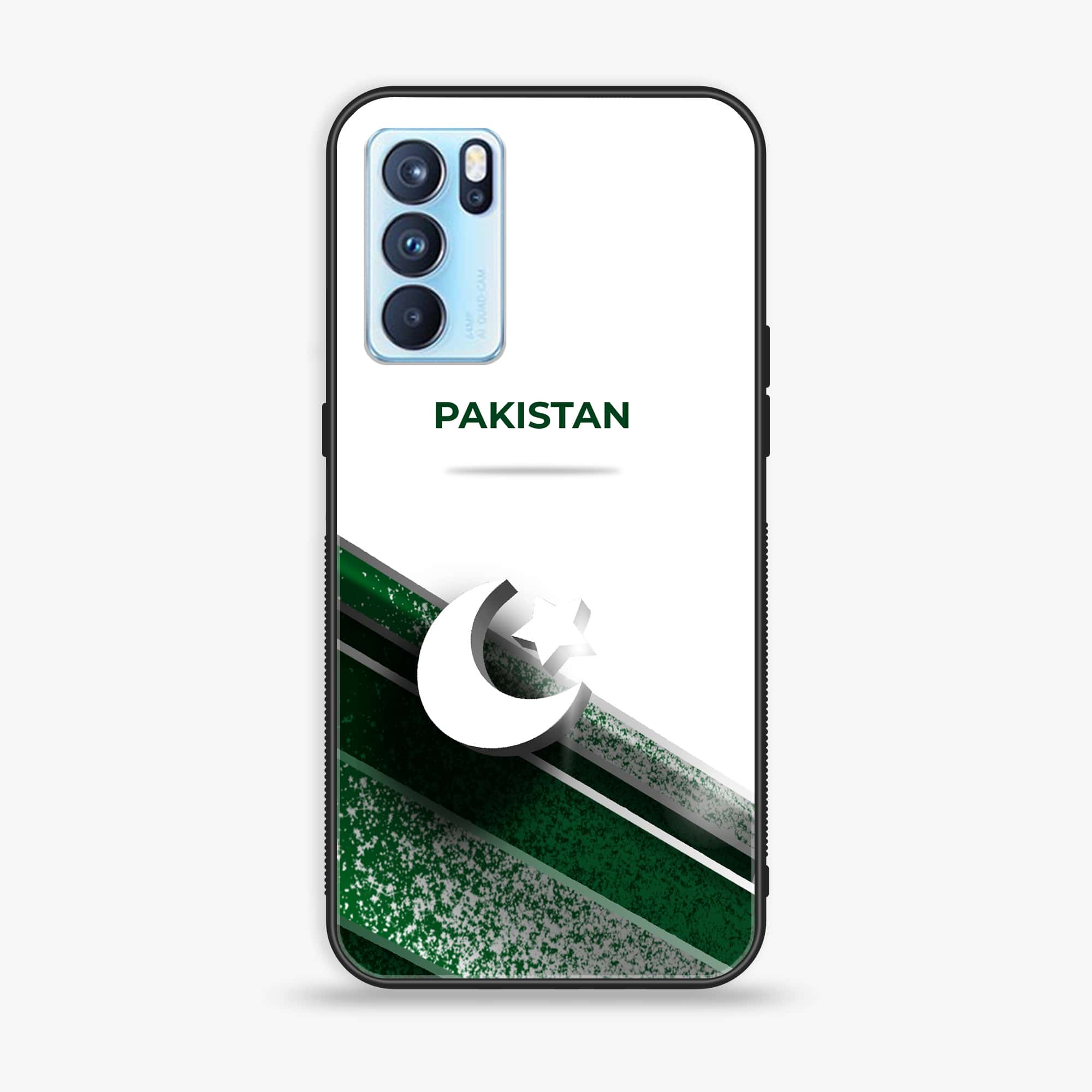Oppo Reno 6 Pro - Pakistani Flag Series - Premium Printed Glass soft Bumper shock Proof Case