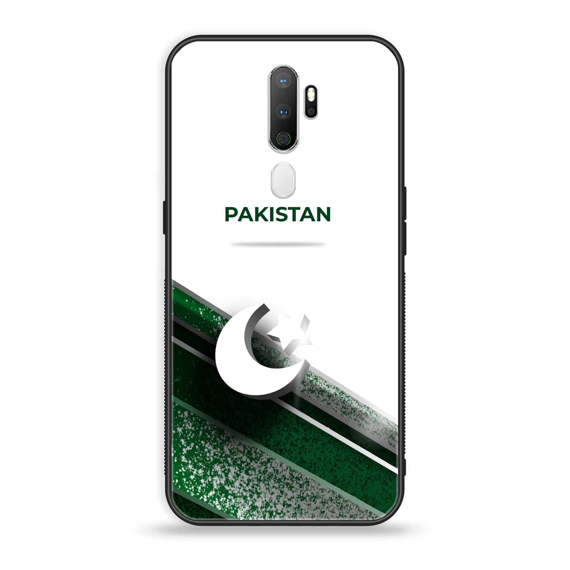 Oppo A9 2020 Pakistani Flag Series Premium Printed Glass soft Bumper shock Proof Case