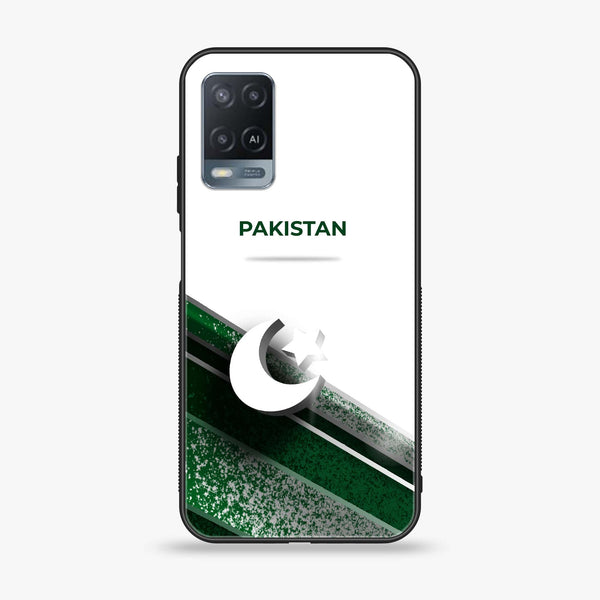 Oppo A54 -Pakistani Flag Series  Design 10 - Premium Printed Glass soft Bumper shock Proof Case  CS-20420