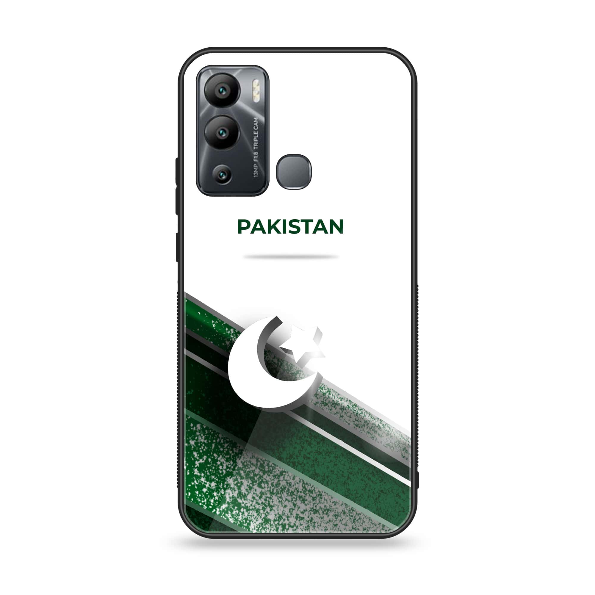 Infinix Hot 12i - Pakistani Flag Series - Premium Printed Glass soft Bumper shock Proof Case