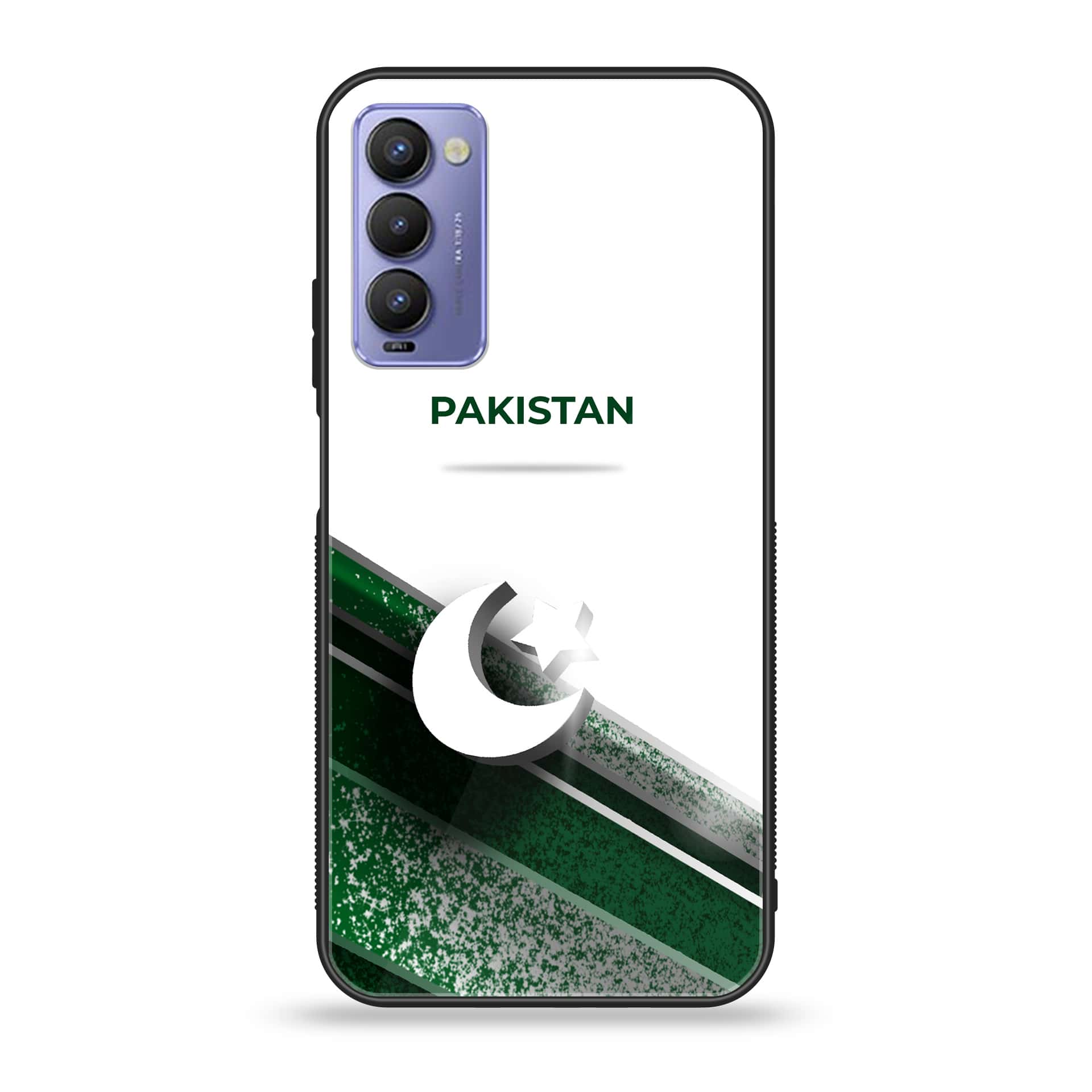 Tecno Camon 18P Pakistani Flag Series Premium Printed Glass soft Bumper shock Proof Case