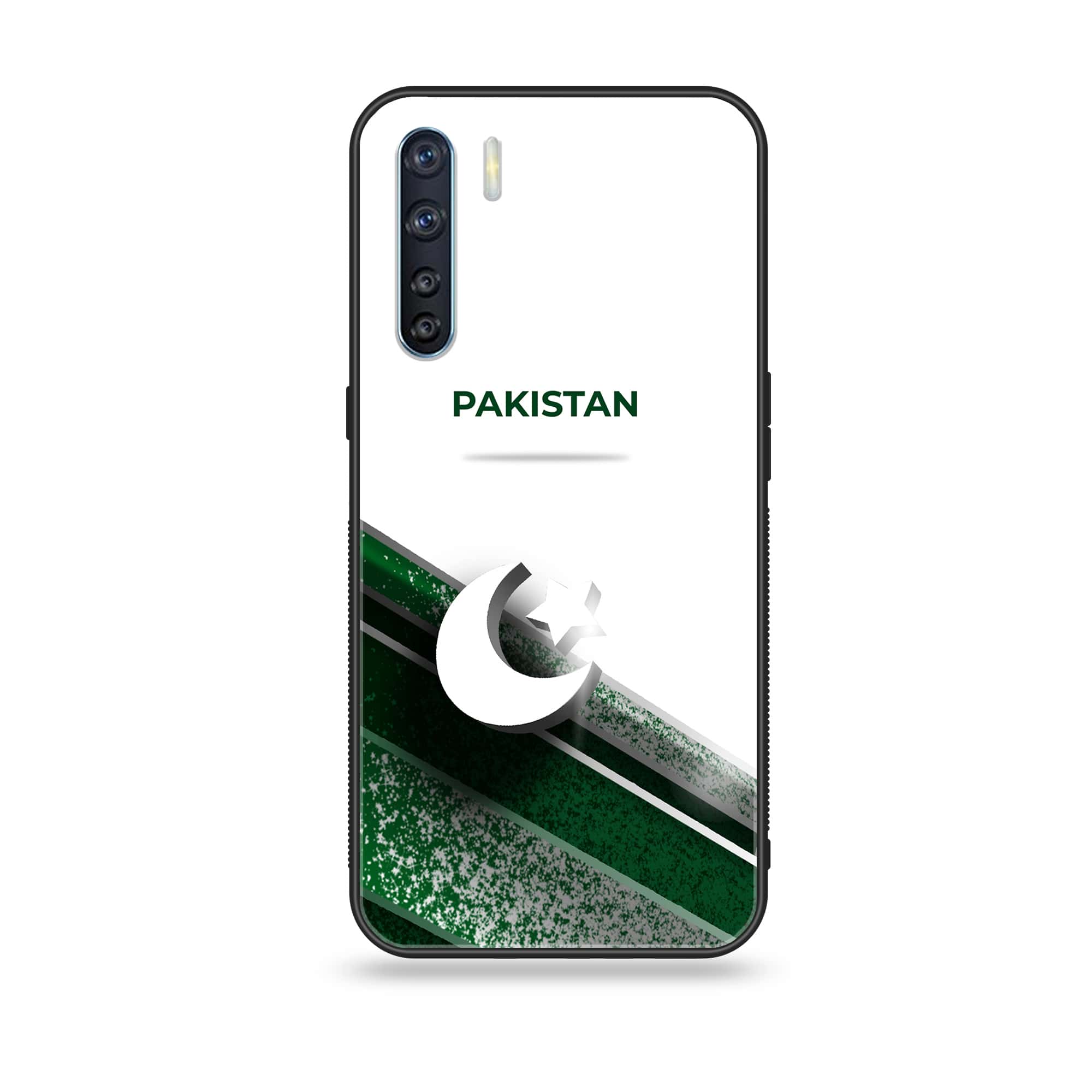 Oppo F15 - Pakistani Flag Series - Premium Printed Glass soft Bumper shock Proof Case