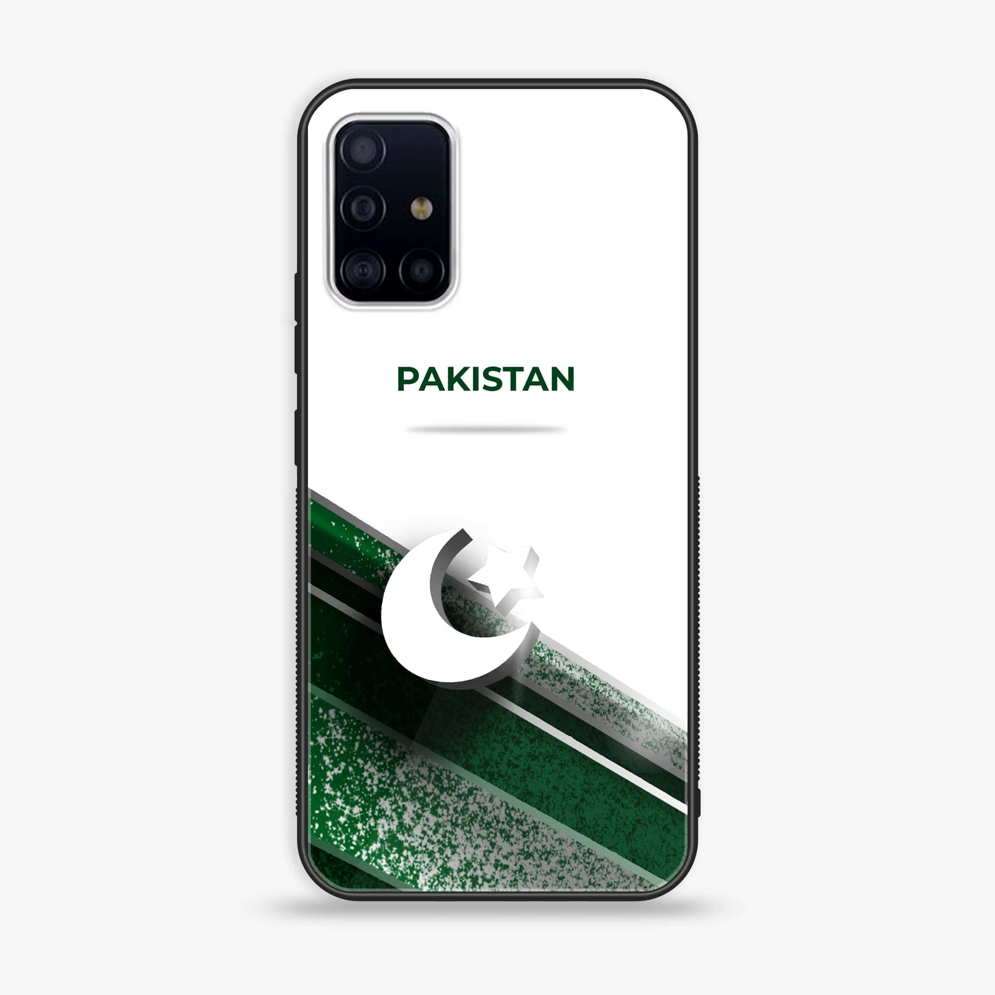 Samsung Galaxy A71 Pakistani Flag Series Premium Printed Glass soft Bumper shock Proof Case