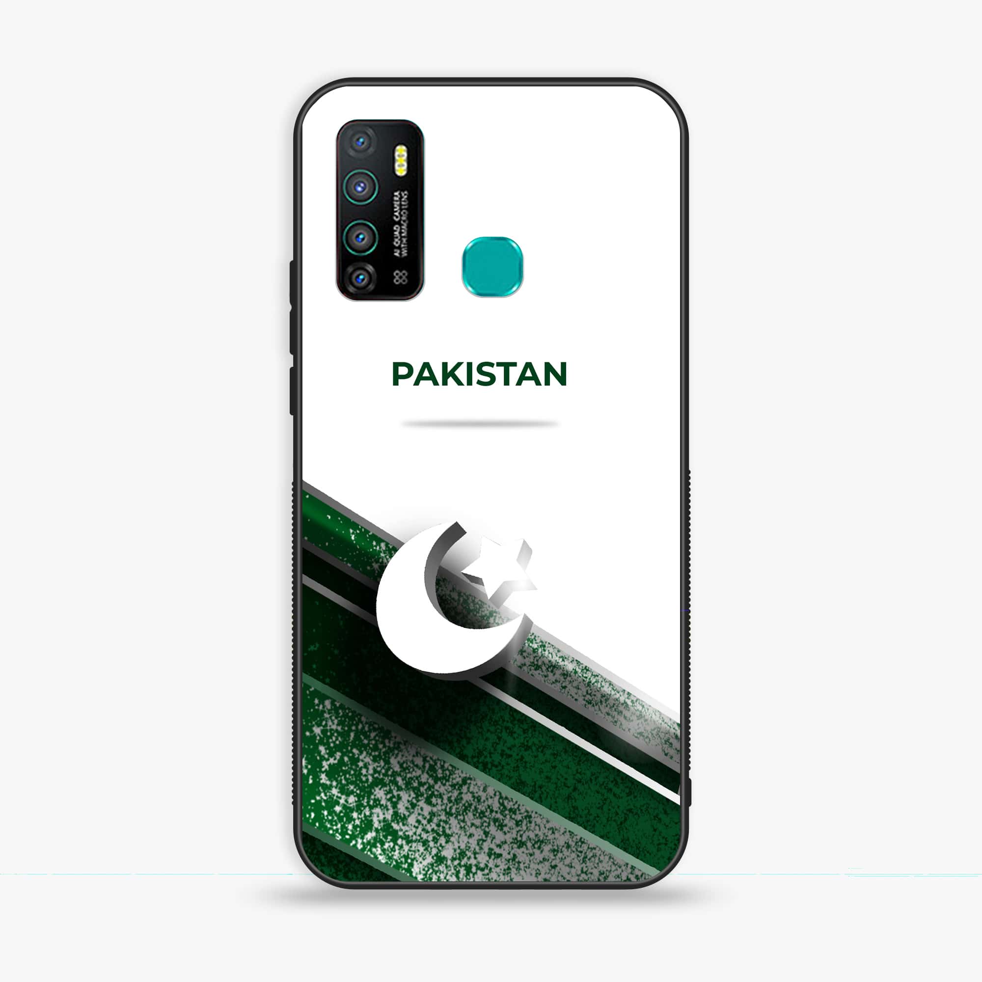 Infinix Hot 9 Play - Pakistani Flag Series - Premium Printed Glass soft Bumper shock Proof Case