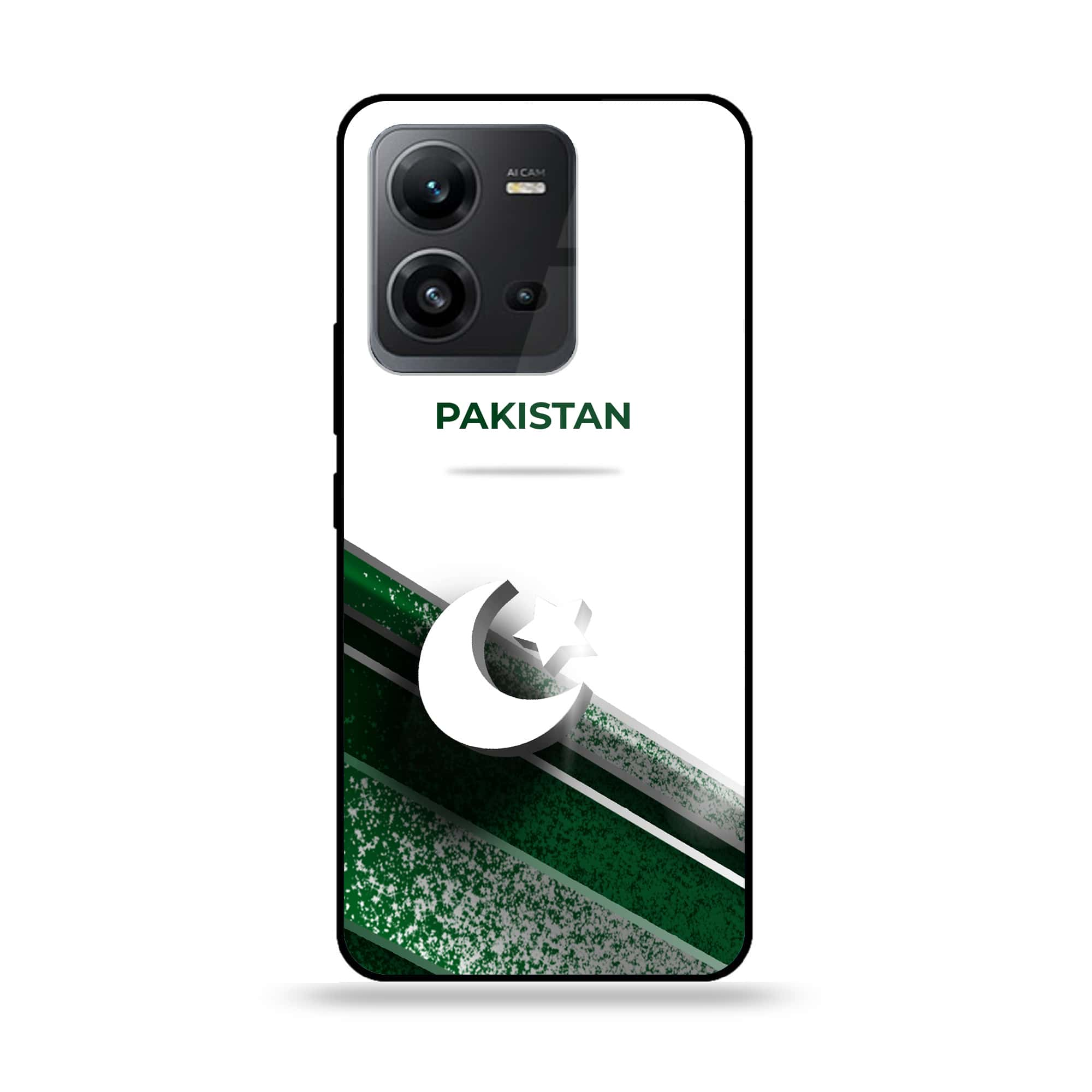 Vivo V25 5G  - Pakistani Flag Series - Premium Printed Glass soft Bumper shock Proof Case