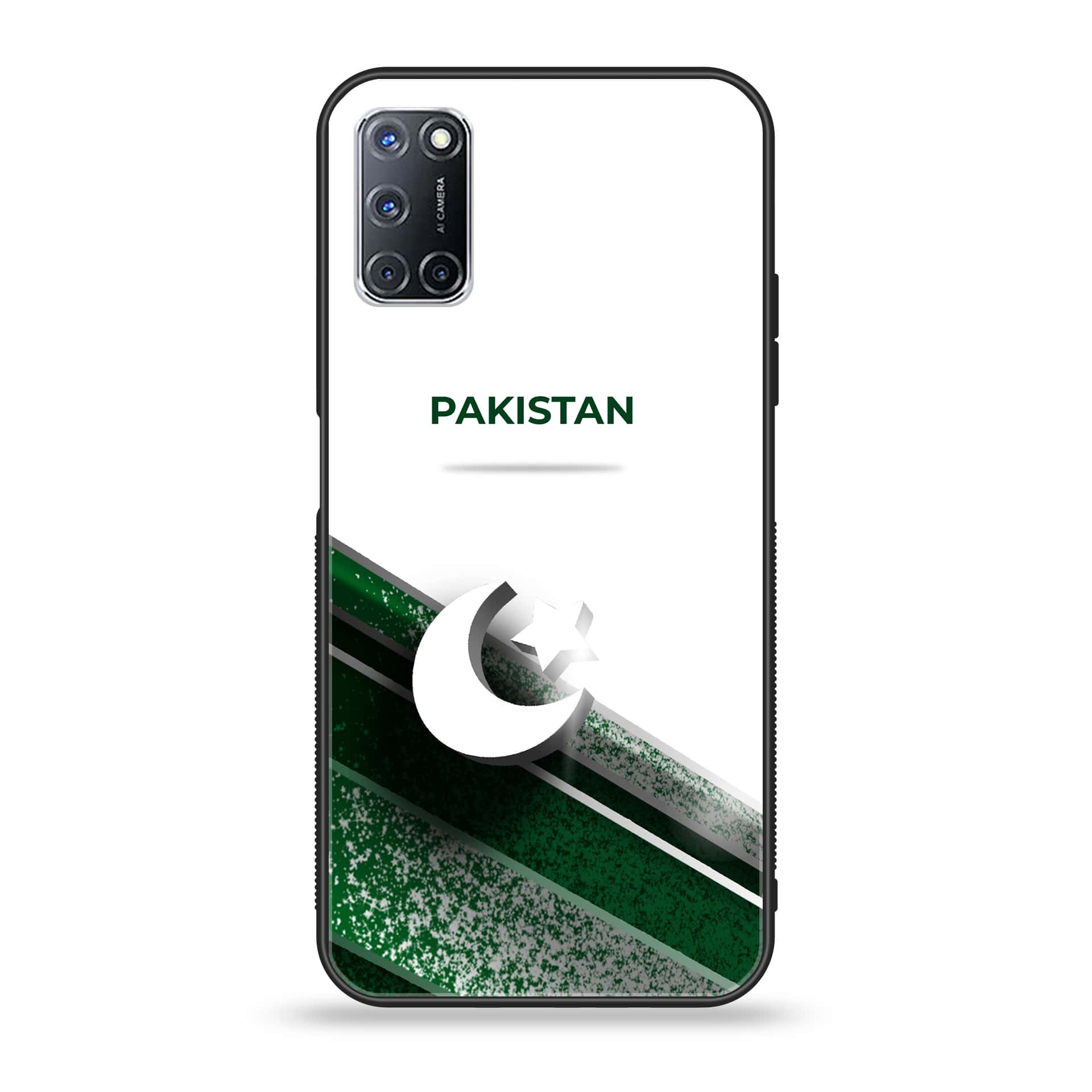 Oppo A52 - Pakistani Flag Series - Premium Printed Glass soft Bumper shock Proof Case
