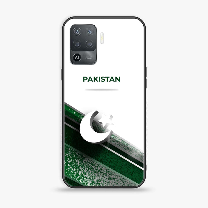 Oppo F19 Pro/ A94 4g/ Reno 5 Lite  - Pakistani Flag Design 10 - Premium Printed Glass soft Bumper shock Proof Case CS-34674
