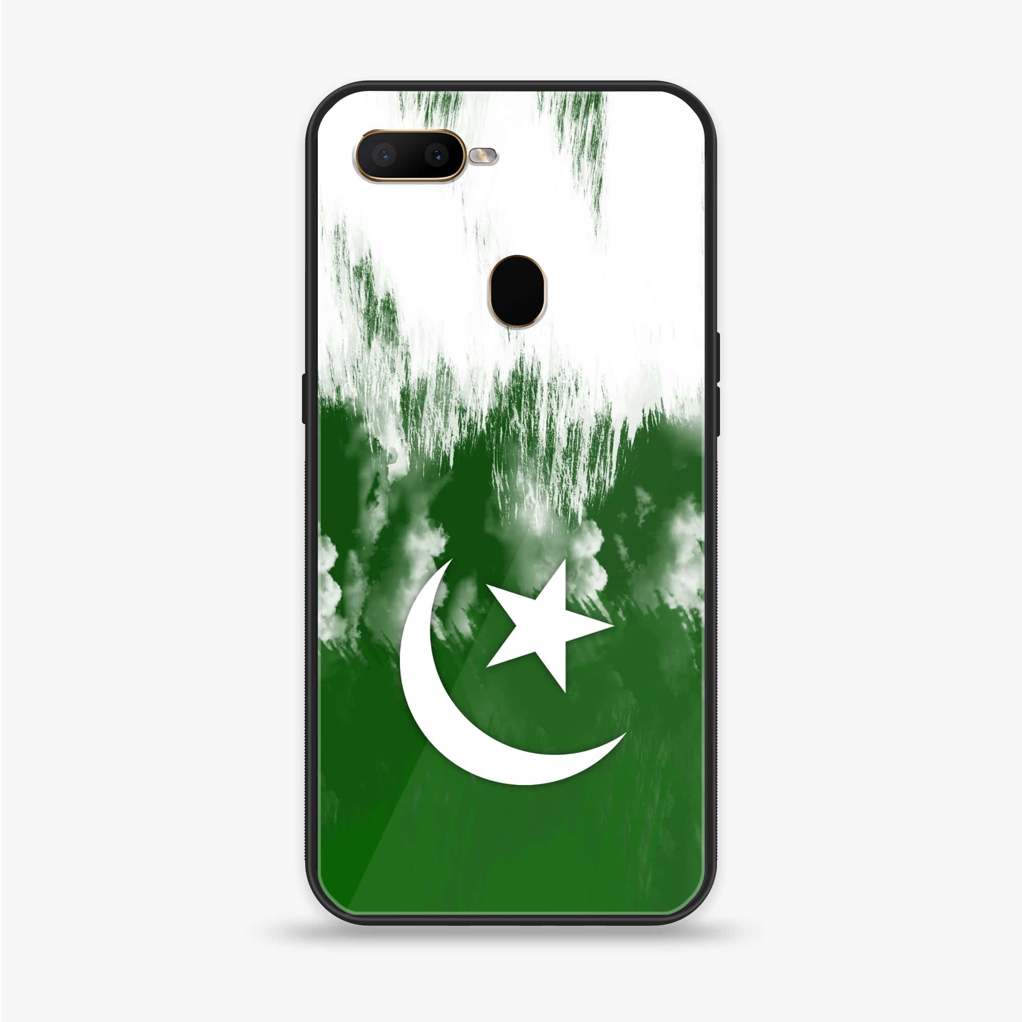 Oppo A7 - Pakistani Flag Series - Premium Printed Glass soft Bumper shock Proof Case