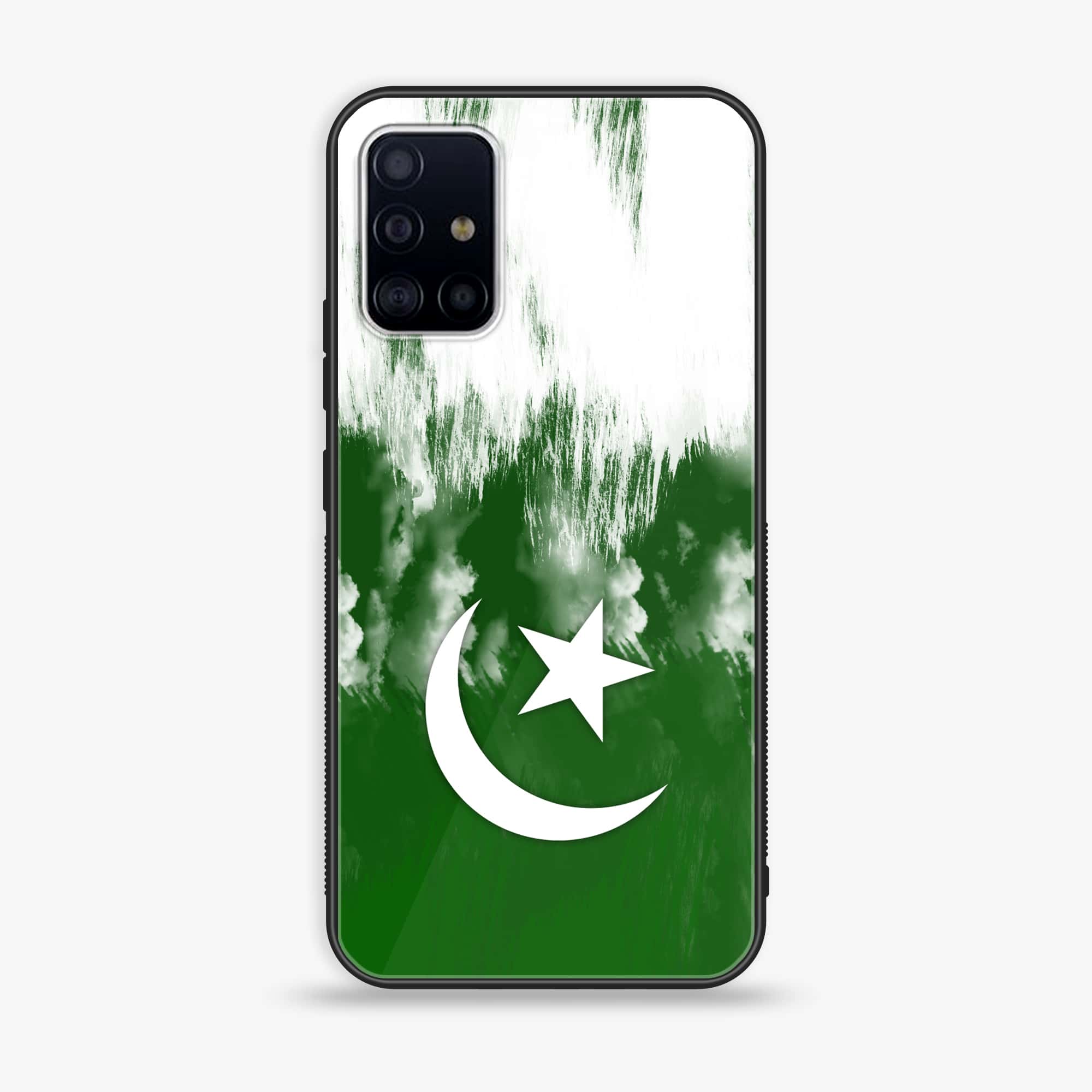 Samsung Galaxy A51 Pakistani Flag Series Premium Printed Glass soft Bumper shock Proof Case