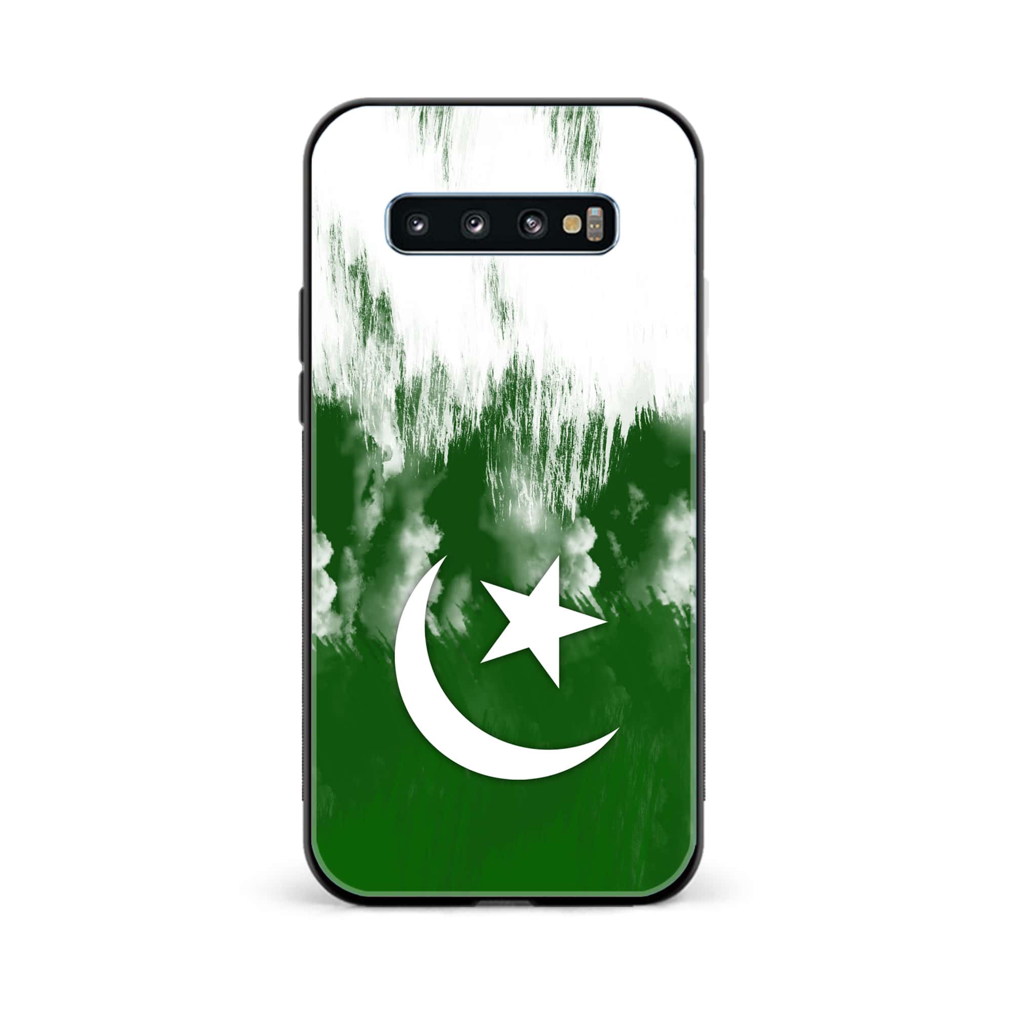 Galaxy S10 Plus - Pakistani Flag Series - Premium Printed Glass soft Bumper shock Proof Case
