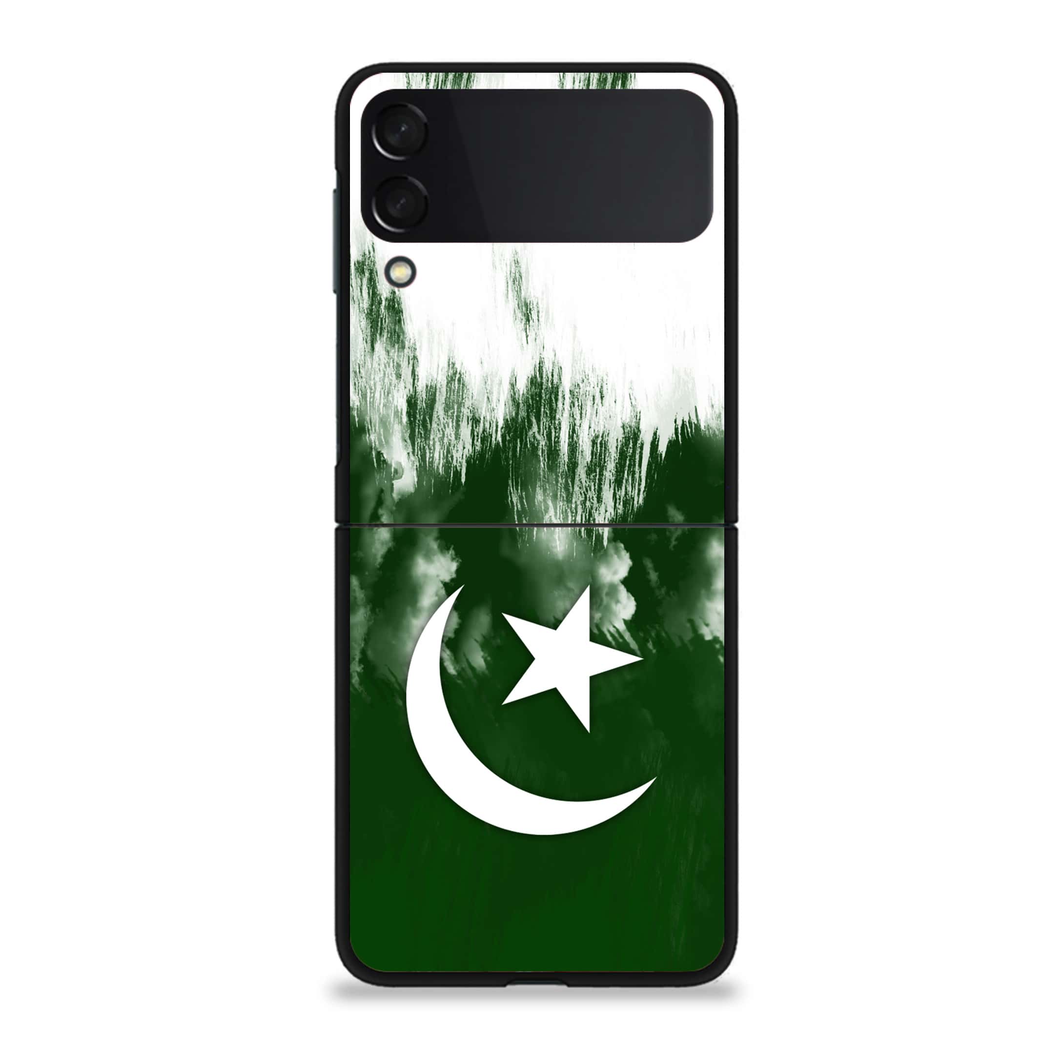 Galaxy Z Flip 3 - Pakistani Flag Series - Premium Printed Glass soft Bumper shock Proof Case