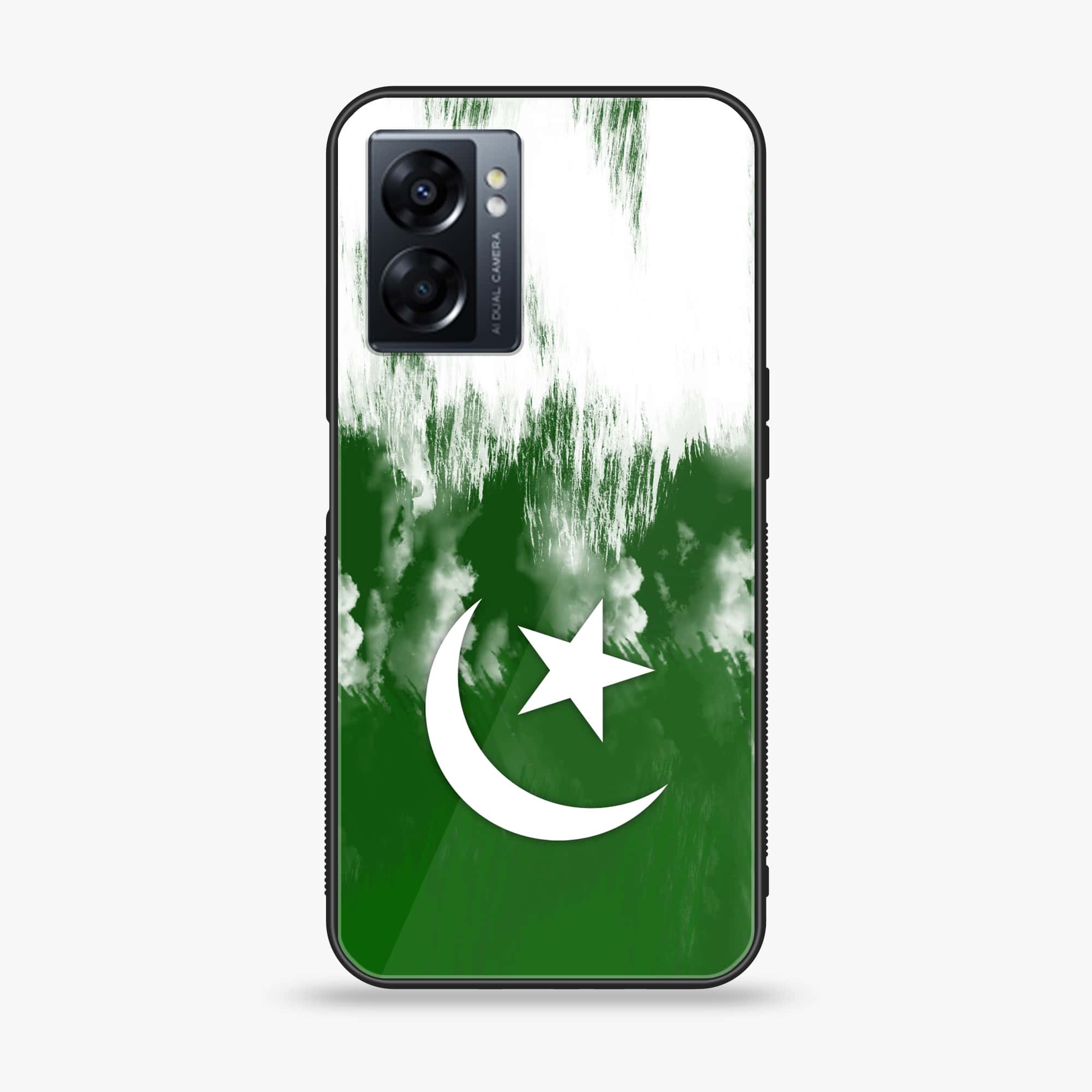 Oppo A77 4G - Pakistani Flag Series - Premium Metal Printed soft Bumper shock Proof Case