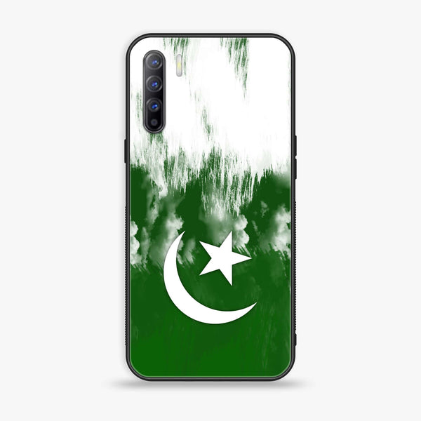 Oppo Reno 3 / OPPO A91 / F15  - Pakistani Flag Design 9 - Premium Printed Glass soft Bumper shock Proof Case  CS-39236