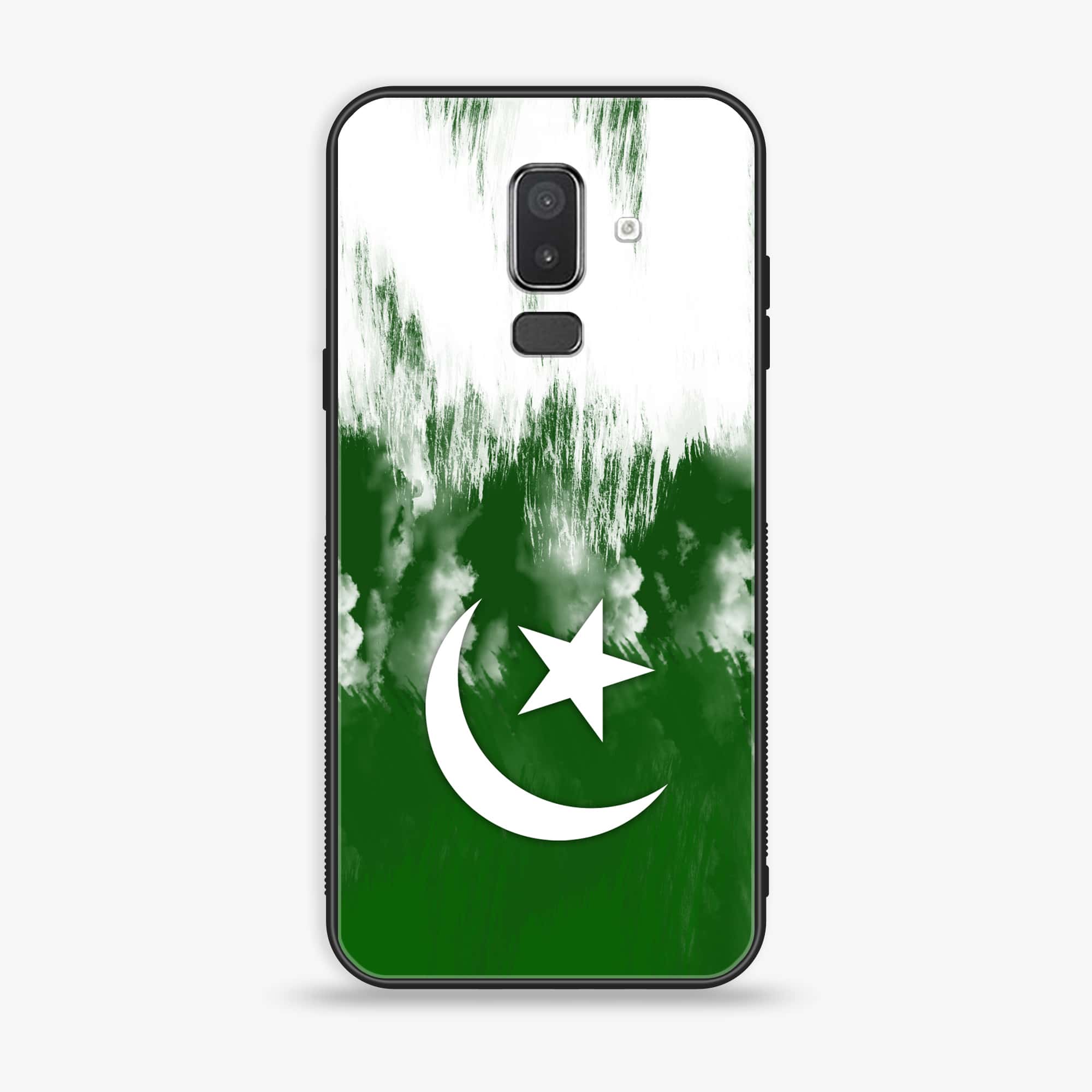 Samsung Galaxy J8 2018 - Pakistani Flag Series - Premium Printed Glass soft Bumper shock Proof Case