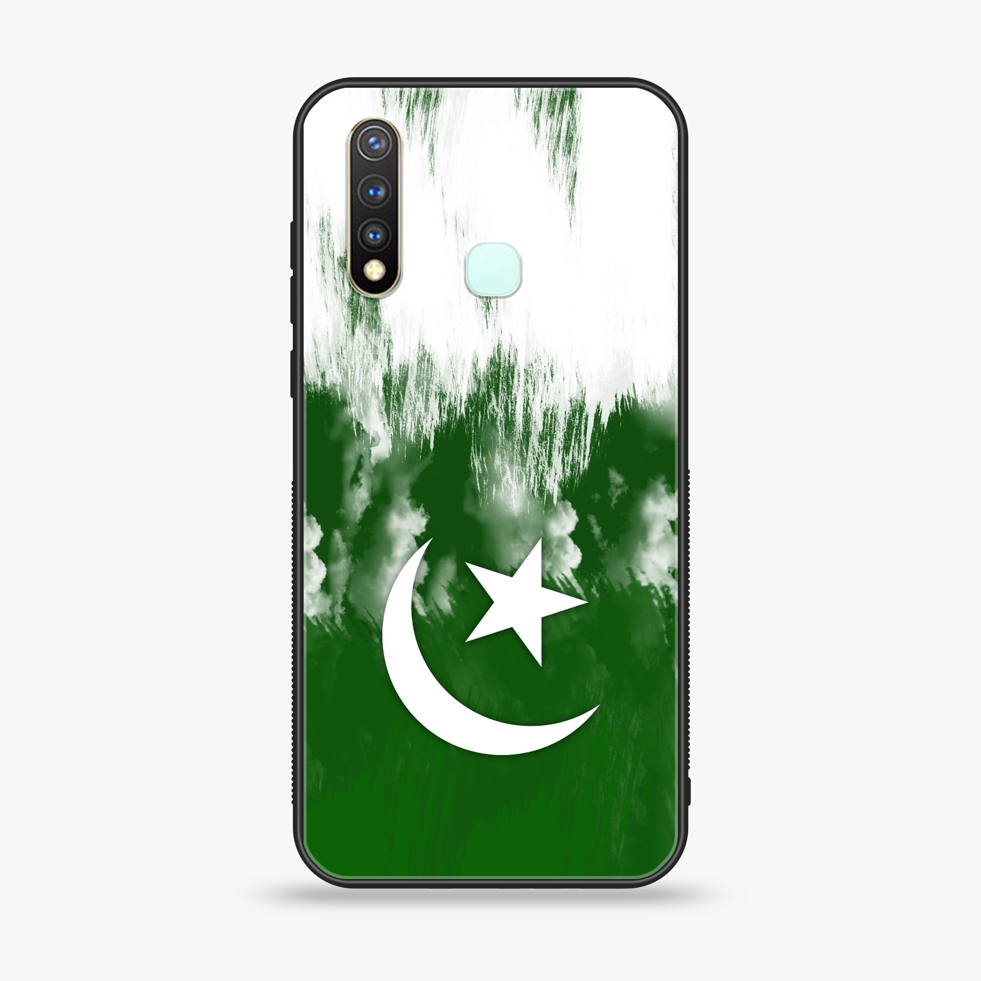 Vivo Y19 Pakistani Flag Series Premium Printed Glass soft Bumper shock Proof Case