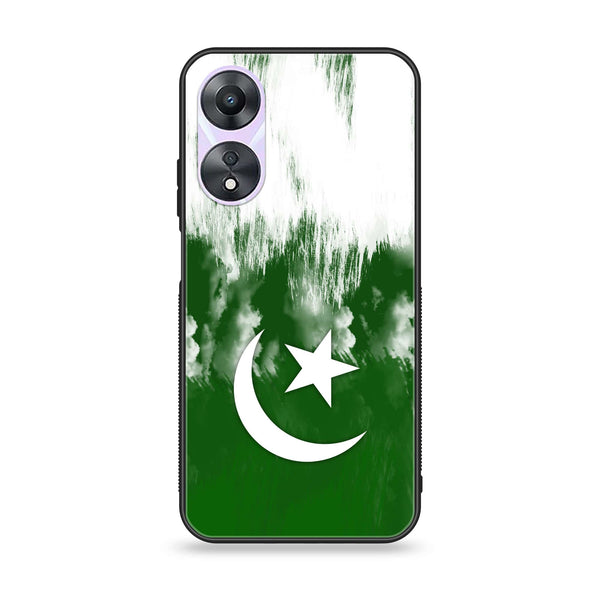 Oppo A58 - Pakistani Flag Design 9- Premium Printed Glass soft Bumper shock Proof Case CS-11585