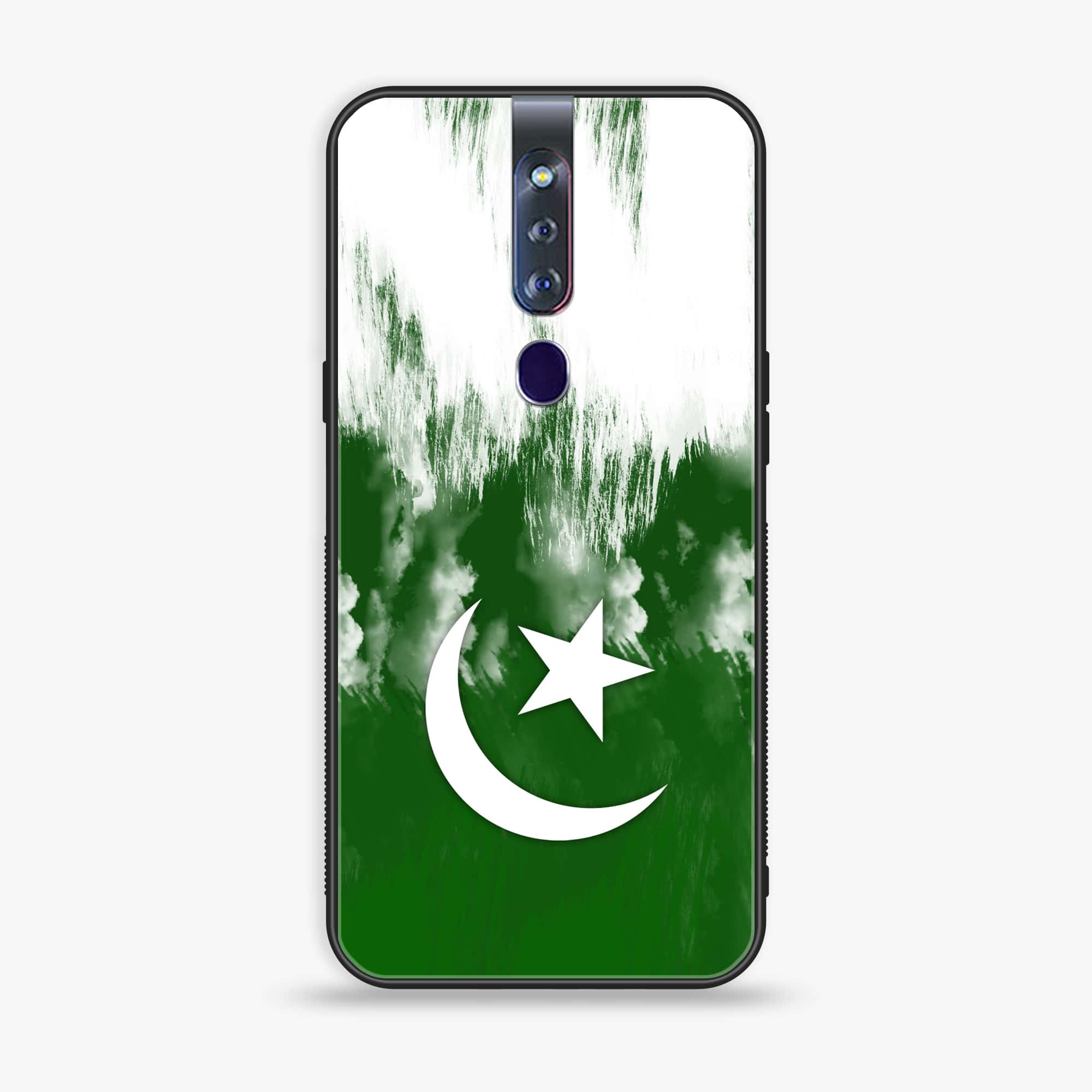Oppo F11 Pro Pakistani Flag Series Premium Printed Glass soft Bumper shock Proof Case