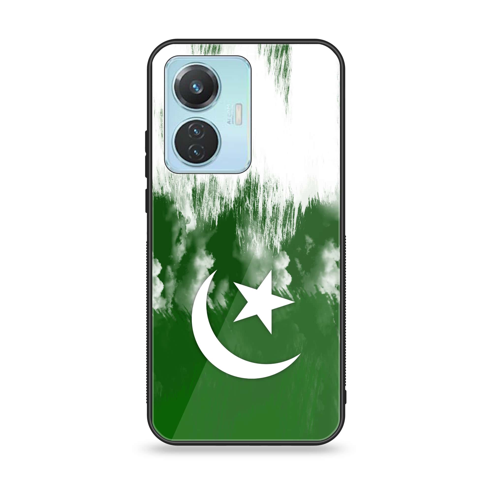 Vivo Y55 4G Pakistani Flag Series Premium Printed Glass soft Bumper shock Proof Case