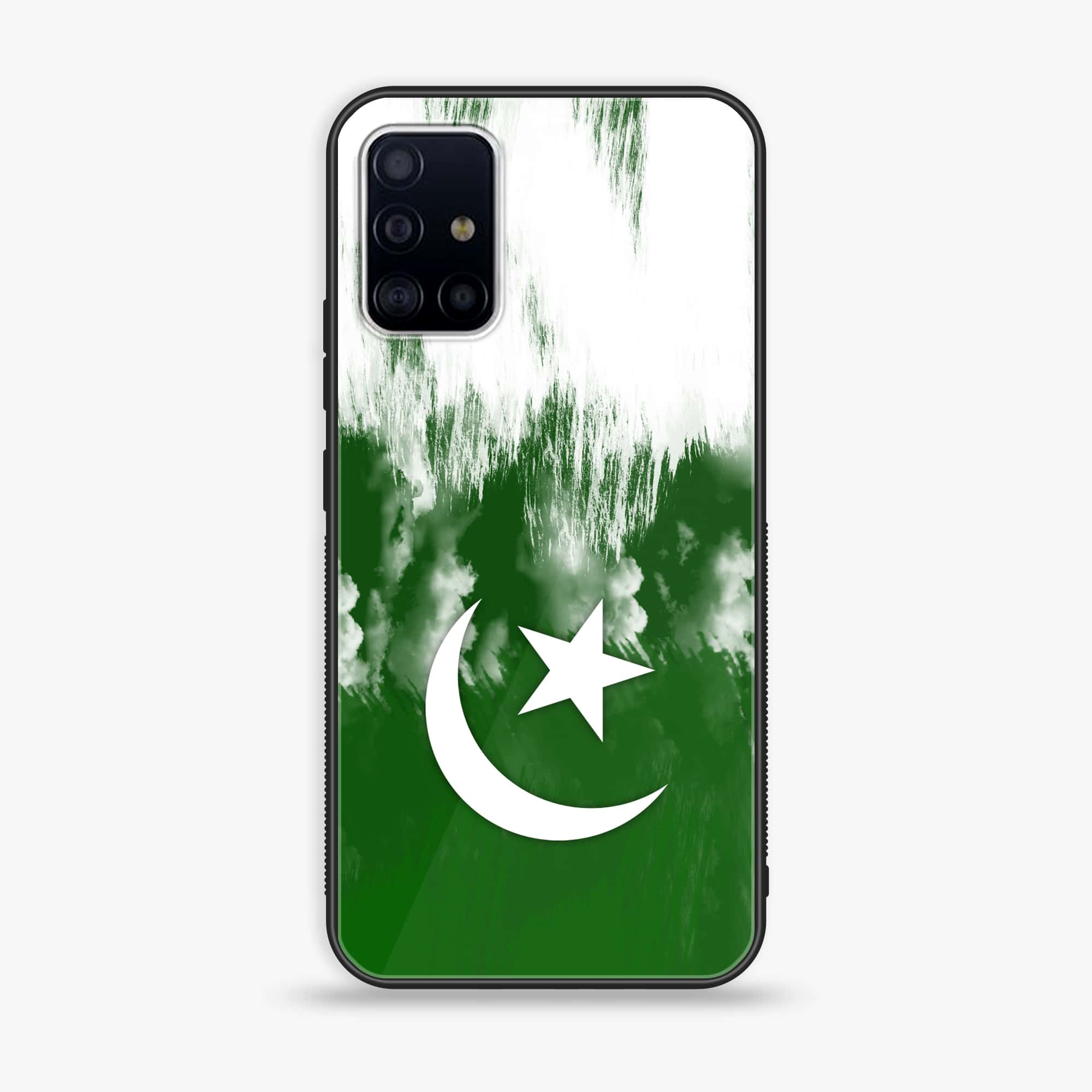 Samsung Galaxy A71 Pakistani Flag Series Premium Printed Glass soft Bumper shock Proof Case