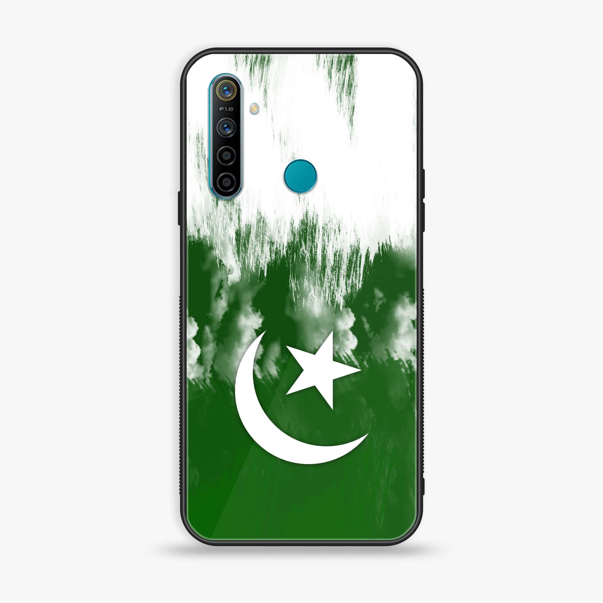 Realme 5 pro Pakistani Flag Series Premium Printed Glass soft Bumper shock Proof Case