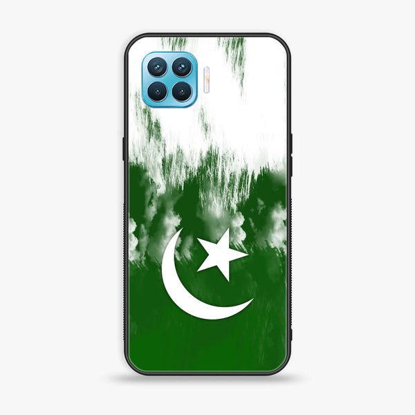 Oppo F17 Pro - Pakistani Flag Design 9 - Premium Printed Glass soft Bumper shock Proof Case CS-19772