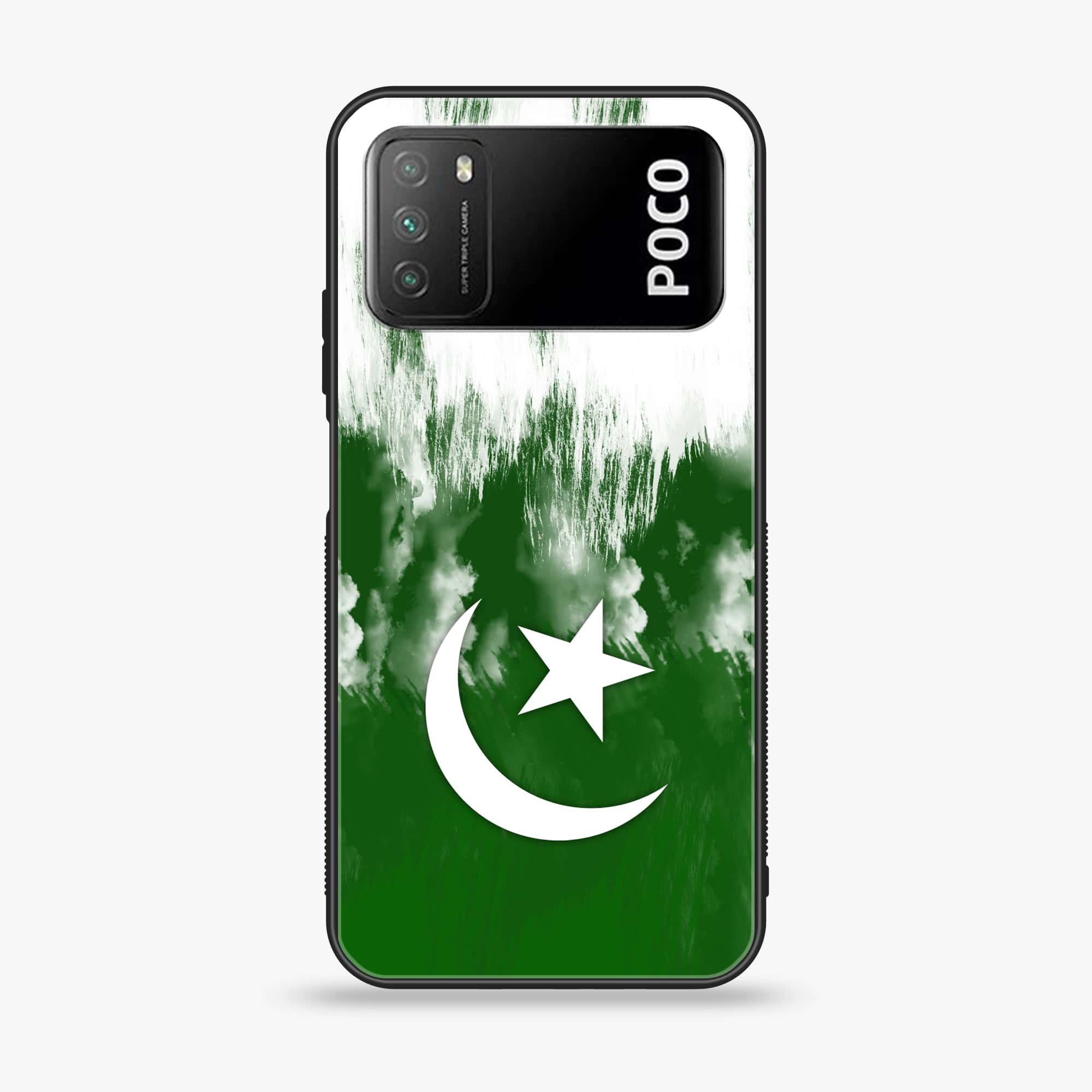 Xiaomi Poco M3 - Pakistani Flag Series - Premium Printed Glass soft Bumper shock Proof Case