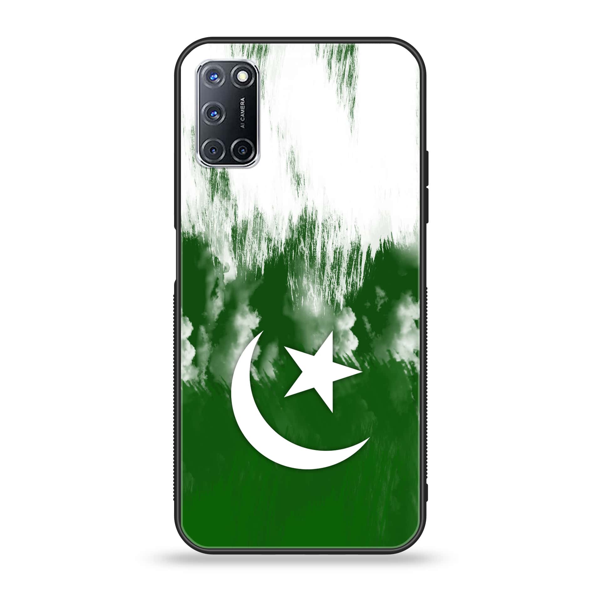 Oppo A52 - Pakistani Flag Series - Premium Printed Glass soft Bumper shock Proof Case