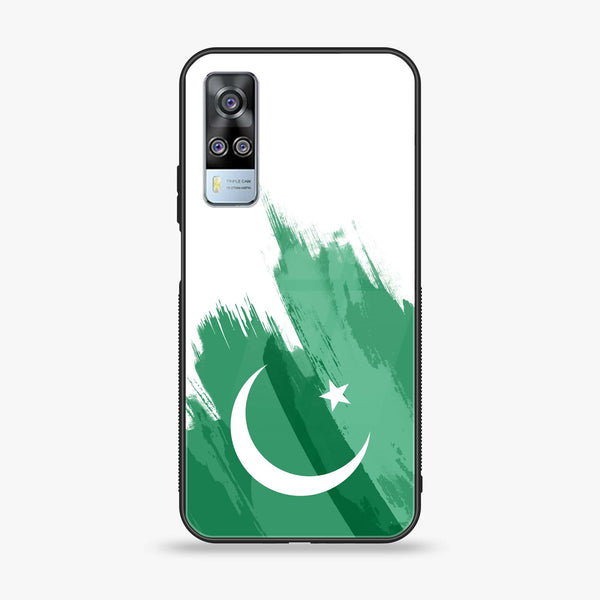 Vivo Y31 - Pakistani Flag Series Design 8  - Premium Printed Glass soft Bumper shock Proof Case   CS-21618