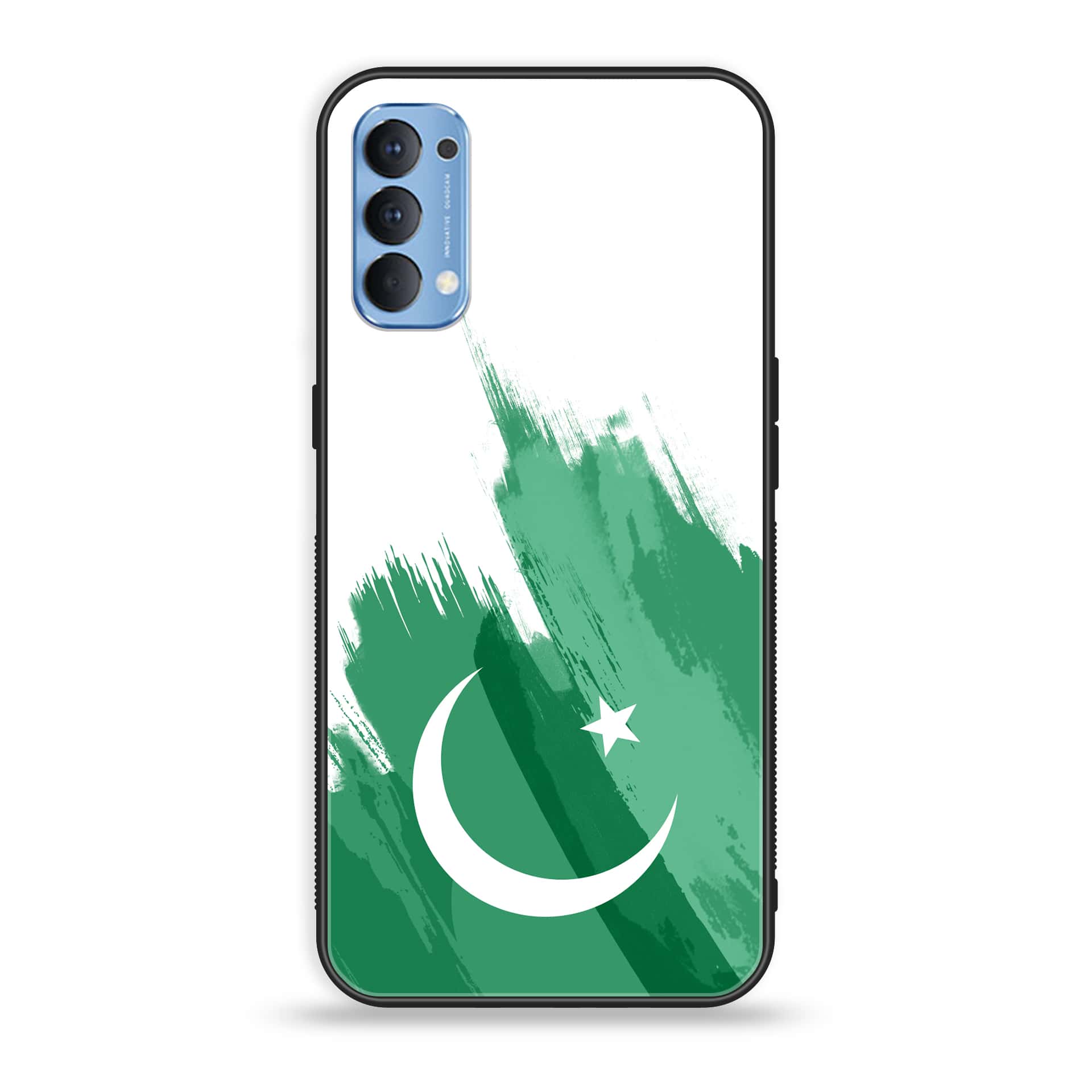 Oppo Reno 5 Pro 5G Pakistani Flag Series  Premium Printed Glass soft Bumper shock Proof Case