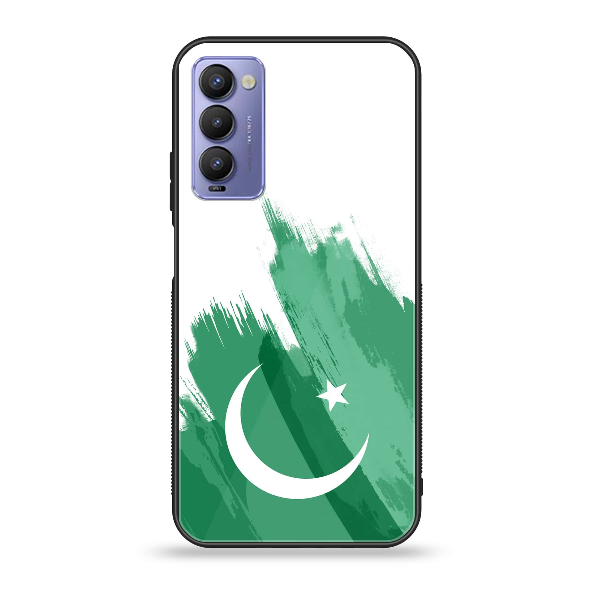 Tecno Camon 18P Pakistani Flag Series Premium Printed Glass soft Bumper shock Proof Case