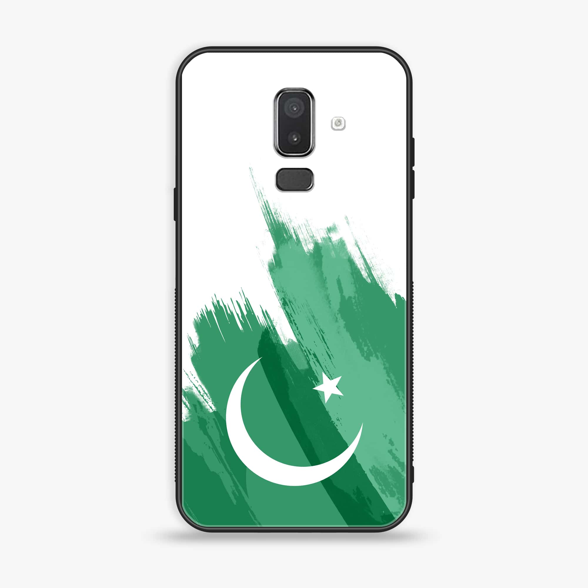 Samsung Galaxy J8 2018 - Pakistani Flag Series - Premium Printed Glass soft Bumper shock Proof Case