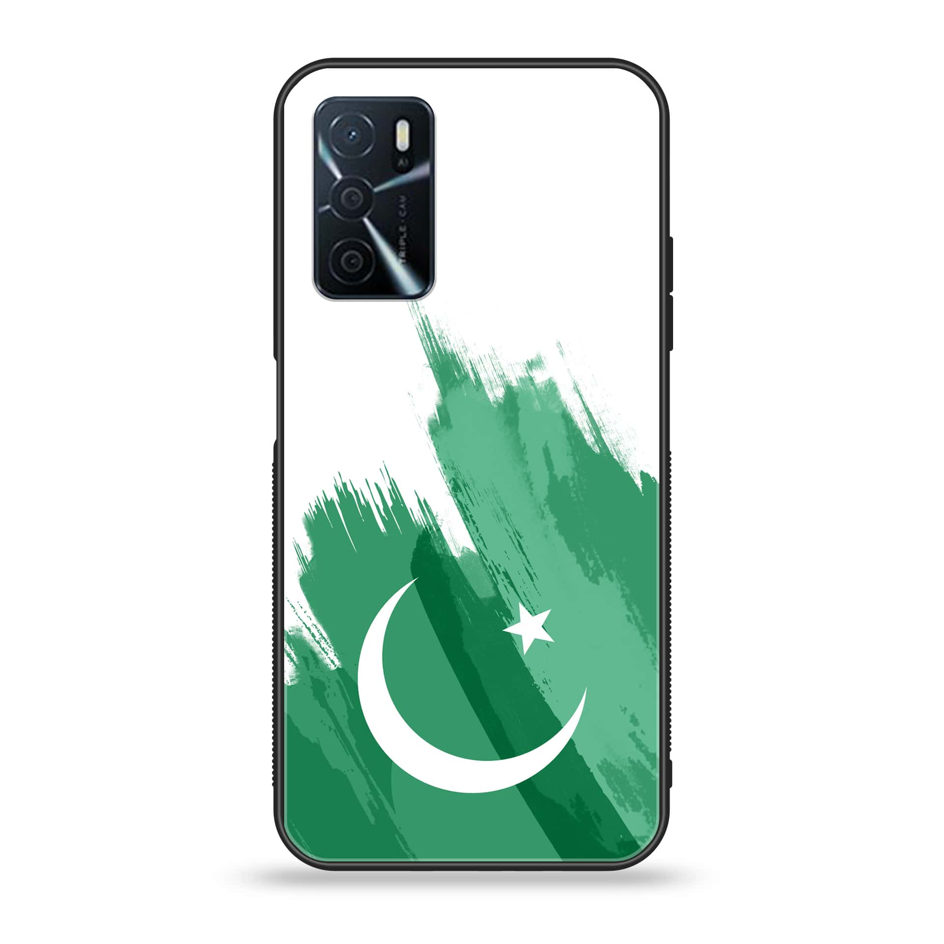 OPPO A16 - Pakistani Flag Series - Premium Printed Glass soft Bumper shock Proof Case