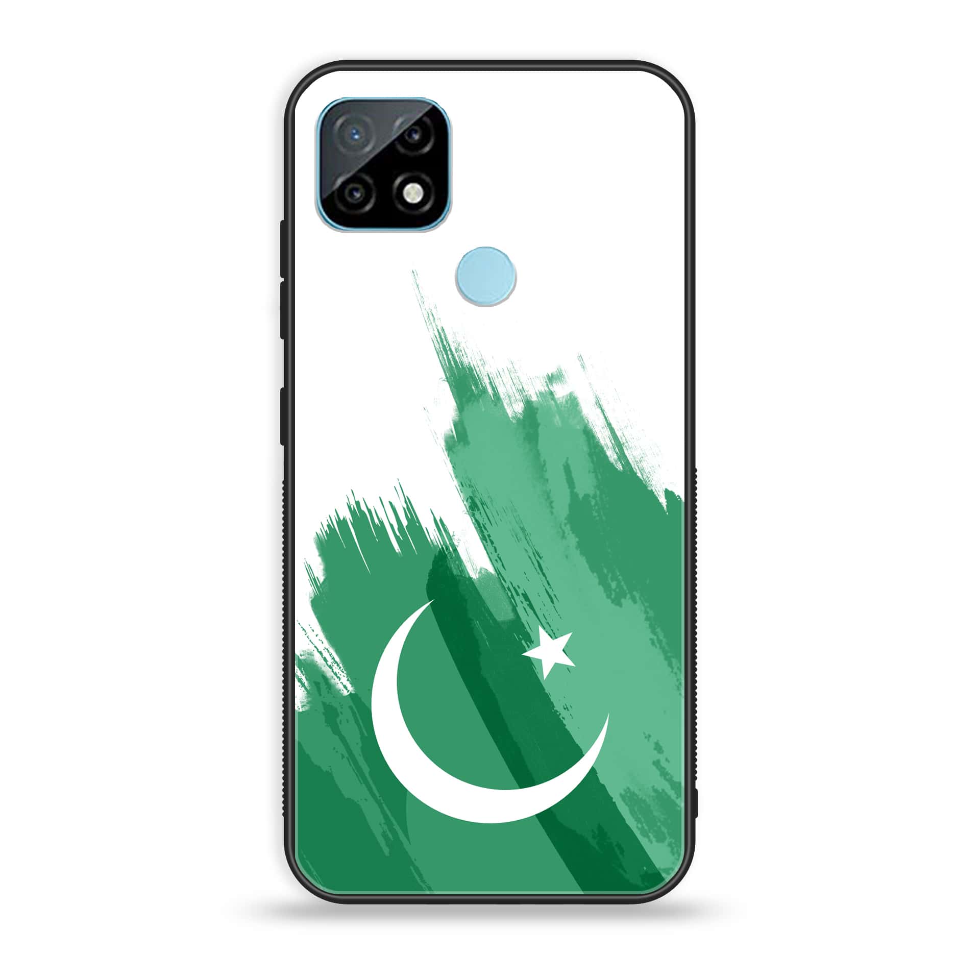 Realme C21 Pakistani Flag Series Premium Printed Glass soft Bumper shock Proof Case