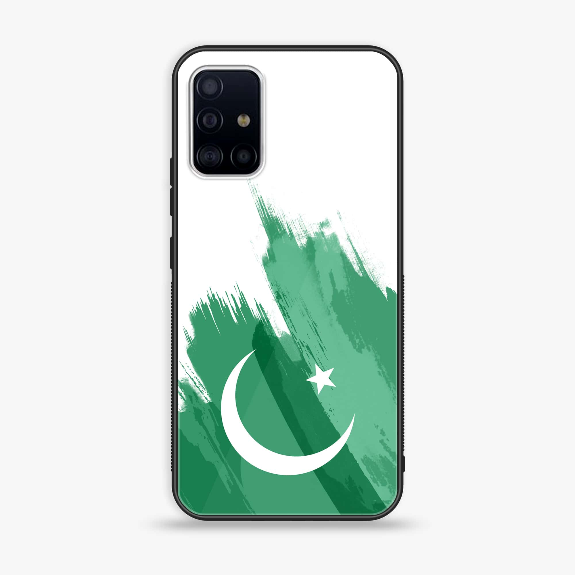 Samsung Galaxy A71 Pakistani Flag Series Premium Printed Glass soft Bumper shock Proof Case