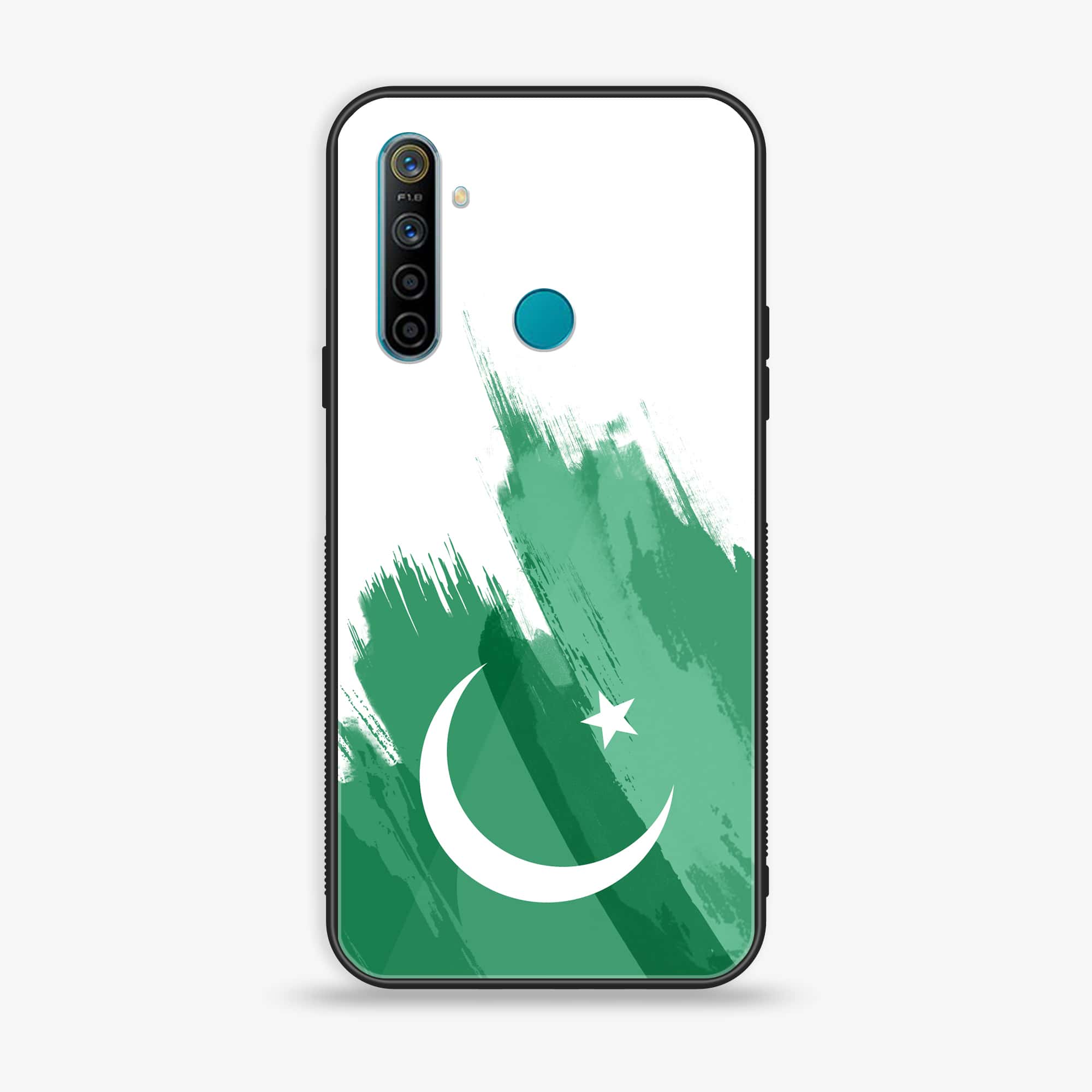 Realme 5i Pakistani Flag Series Premium Printed Glass soft Bumper shock Proof Case