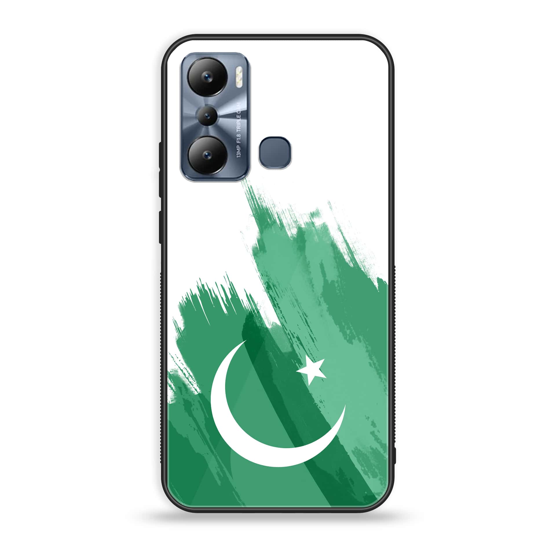 Infinix Hot 20i Pakistani Flag Series Premium Printed Glass soft Bumper shock Proof Case