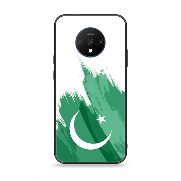 OnePlus 7T - Pakistani Flag Design 8 - Premium Printed Glass soft Bumper shock Proof Case CS-14609