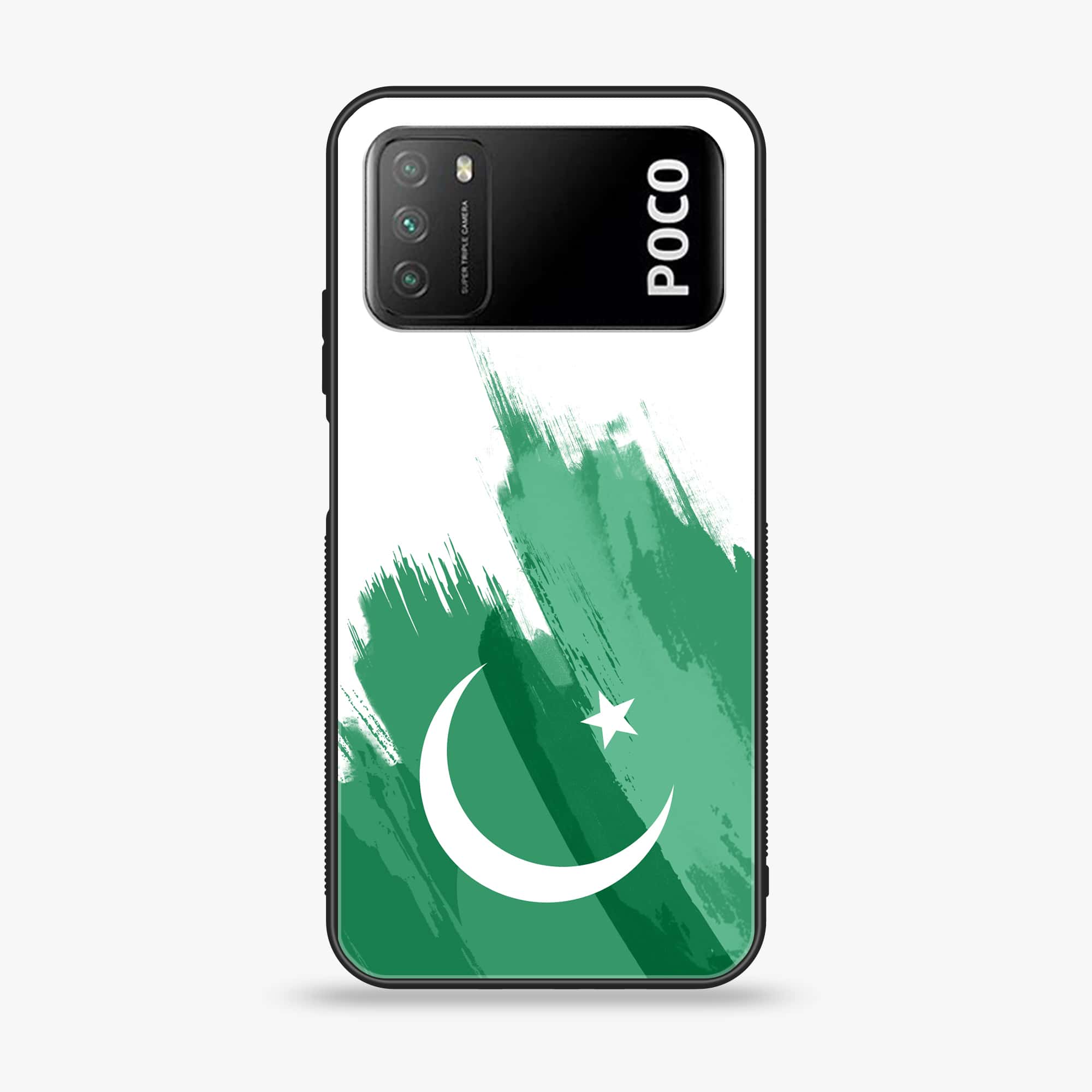 Xiaomi Poco M3 - Pakistani Flag Series - Premium Printed Glass soft Bumper shock Proof Case