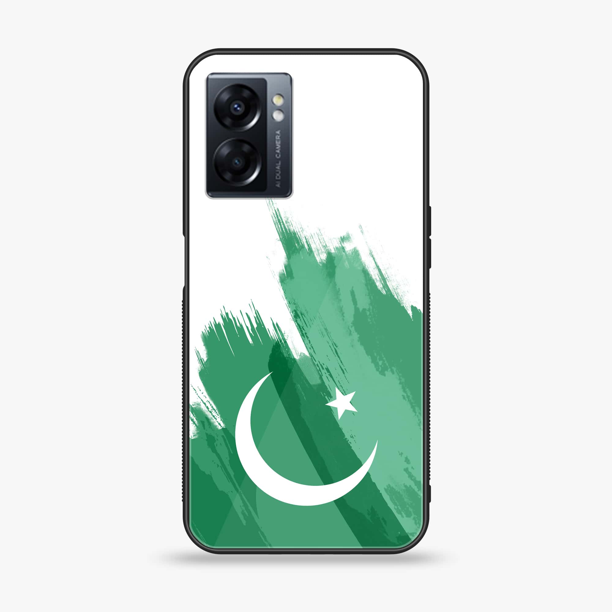 Oppo A77 4G - Pakistani Flag Series - Premium Metal Printed soft Bumper shock Proof Case