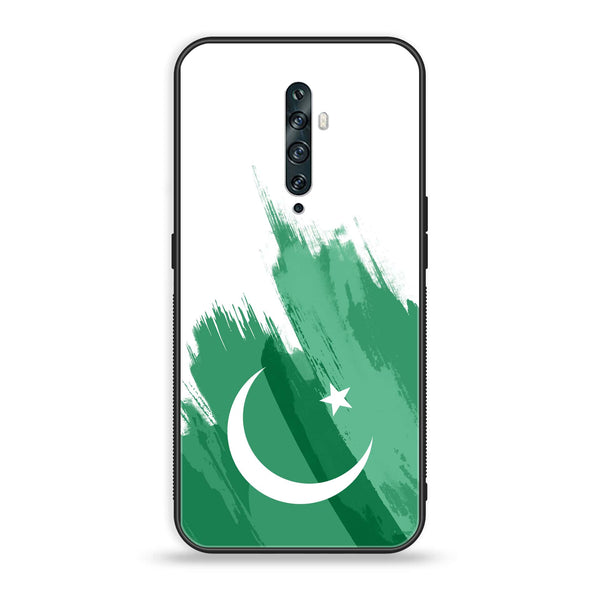 OPPO Reno 2f - Pakistani Flag Design 8 - Premium Printed Glass soft Bumper shock Proof Case CS-15051