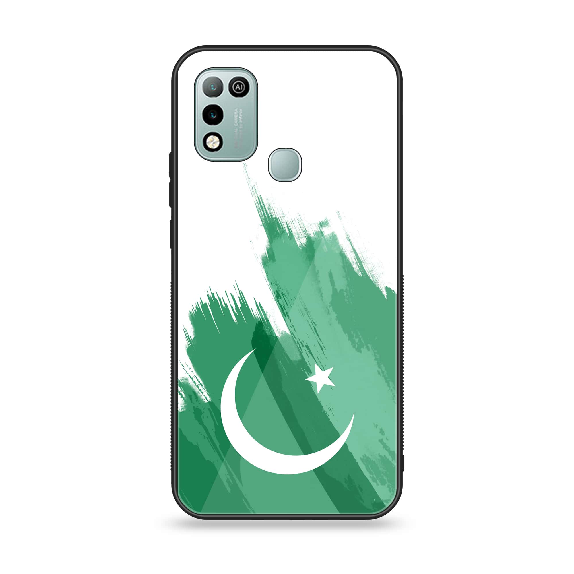 Infinix Hot 10 Play - Pakistani Flag Series - Premium Printed Glass soft Bumper shock Proof Case